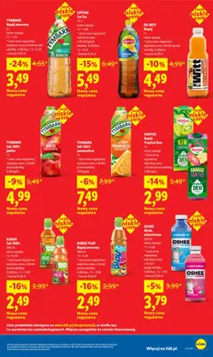 Pogląd oferty "TYMBARK Sok 100% jabłko, 1 L" - ważna od 15.06.2026 | Strona: 5 | Produkty: Ice Tea, Sok, Ananas, Woda