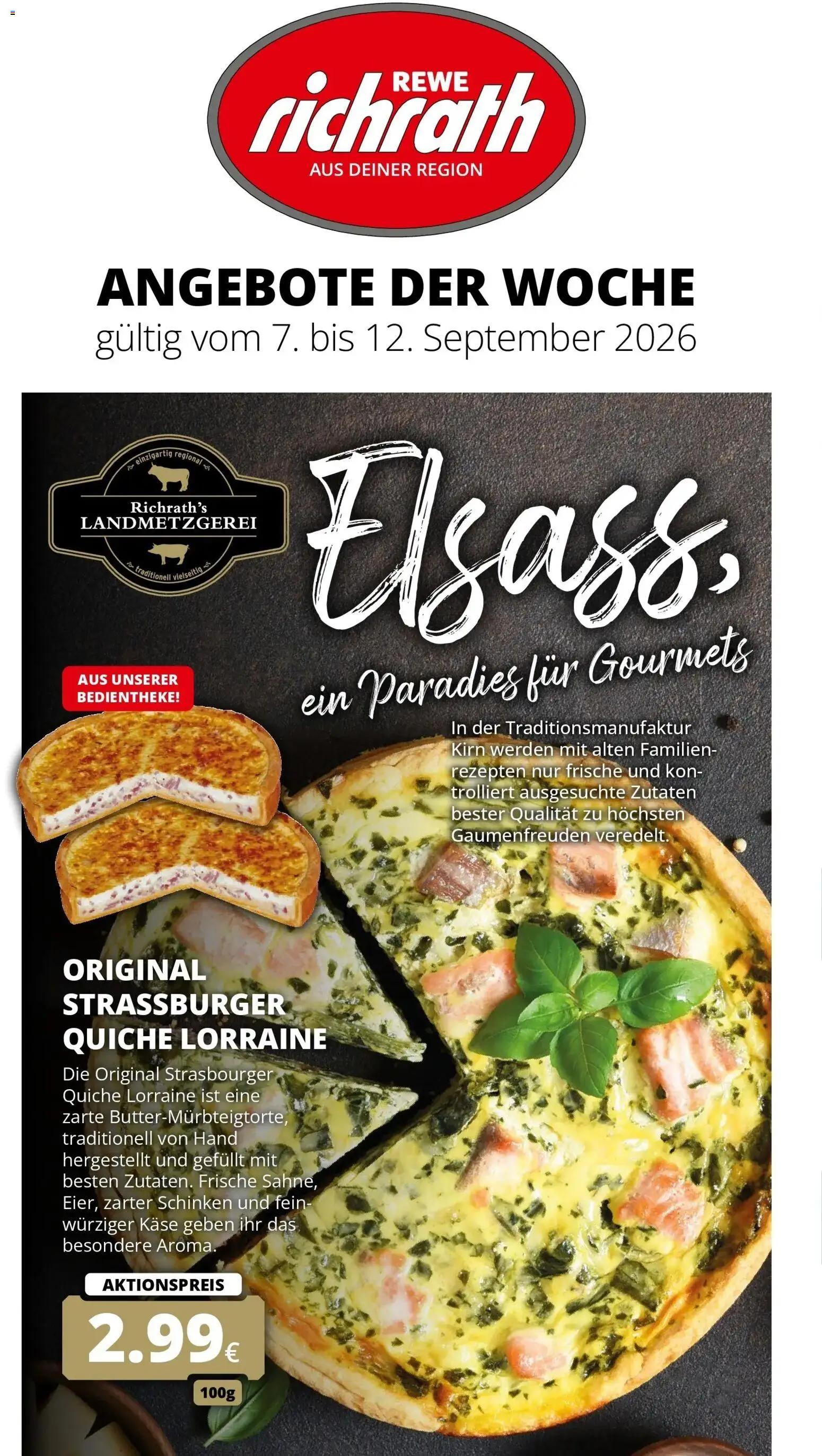 REWE Prospekt ab 07.09.2026 zum Blättern » Angebote | Seite: 1 | Produkte: Käse, Schinken