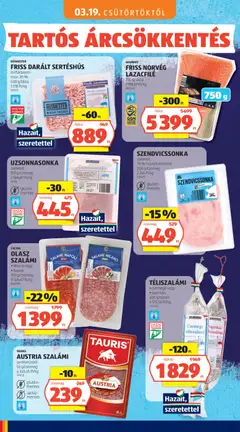 Aldi Tartós árcsökkentés flyer - amely érvényes a következő dátumtól: 03.05.2026 | Oldal: 58 | Termékek: Lazacfilé, Szalámi, Sertéshús, Téliszalámi