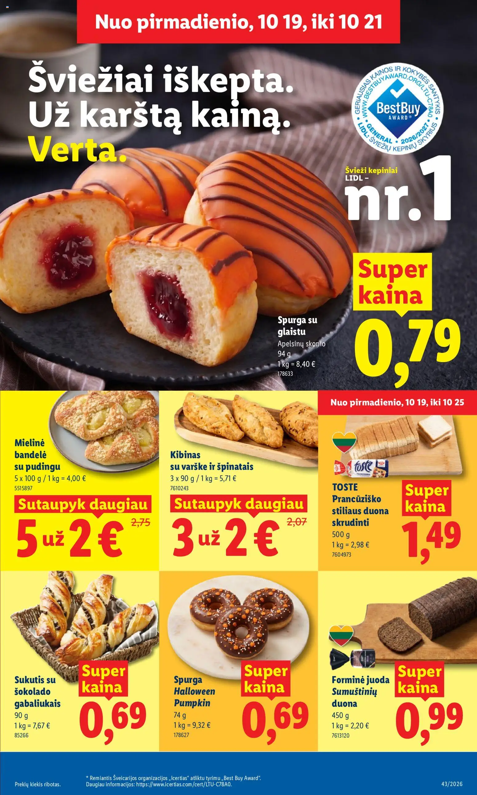 LIDL akcijos nuo 2026.10.19 | Puslapis: 7 | Prekių: Spurga, Bandelė, Duona, Varškė