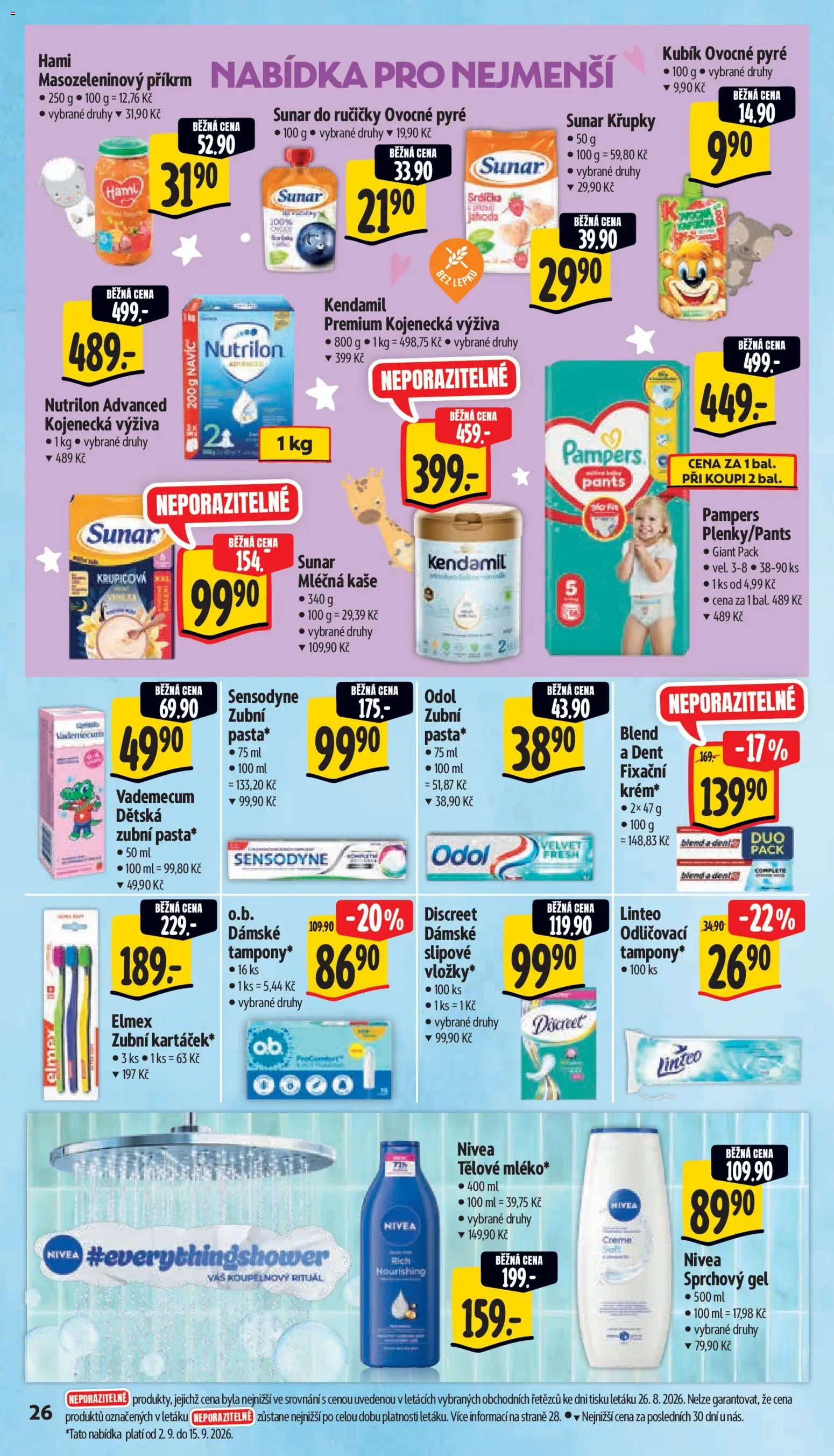 Albert leták - Hypermarket od 02.09.2026 | Strana: 34 | Produkty: Mléčná kaše, Pampers, Pants, Hami