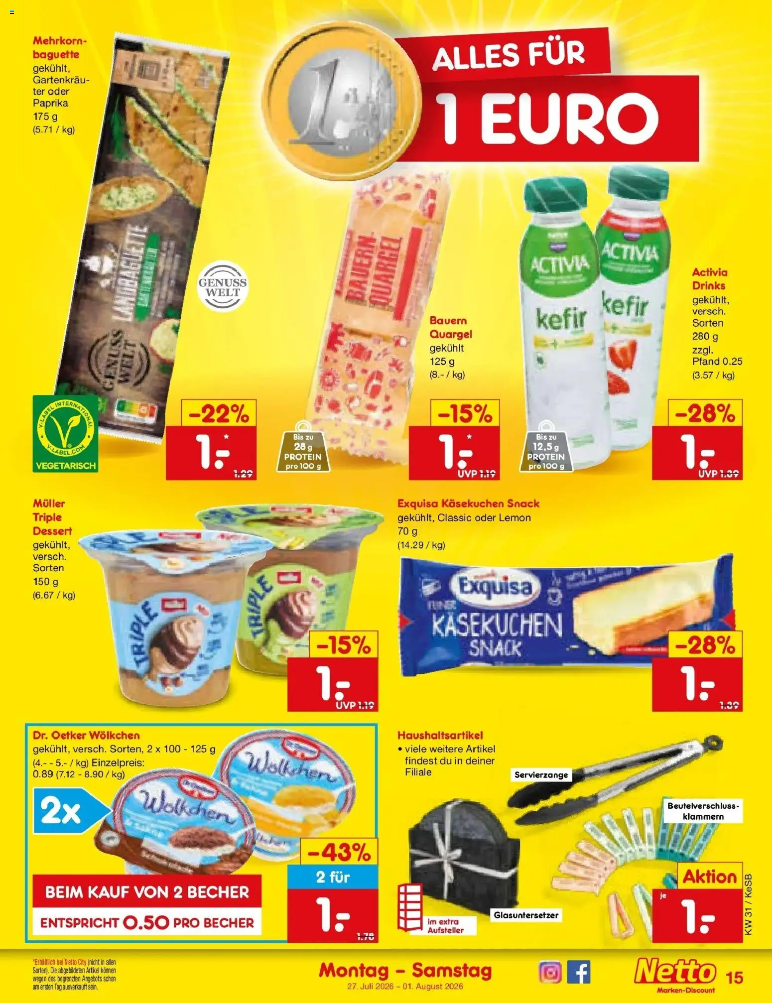 Netto Marken-Discount Prospekt Kruft – gültig ab 27.07.2026 | Seite: 25 | Produkte: Activia, Kefir, Exquisa, Paprika