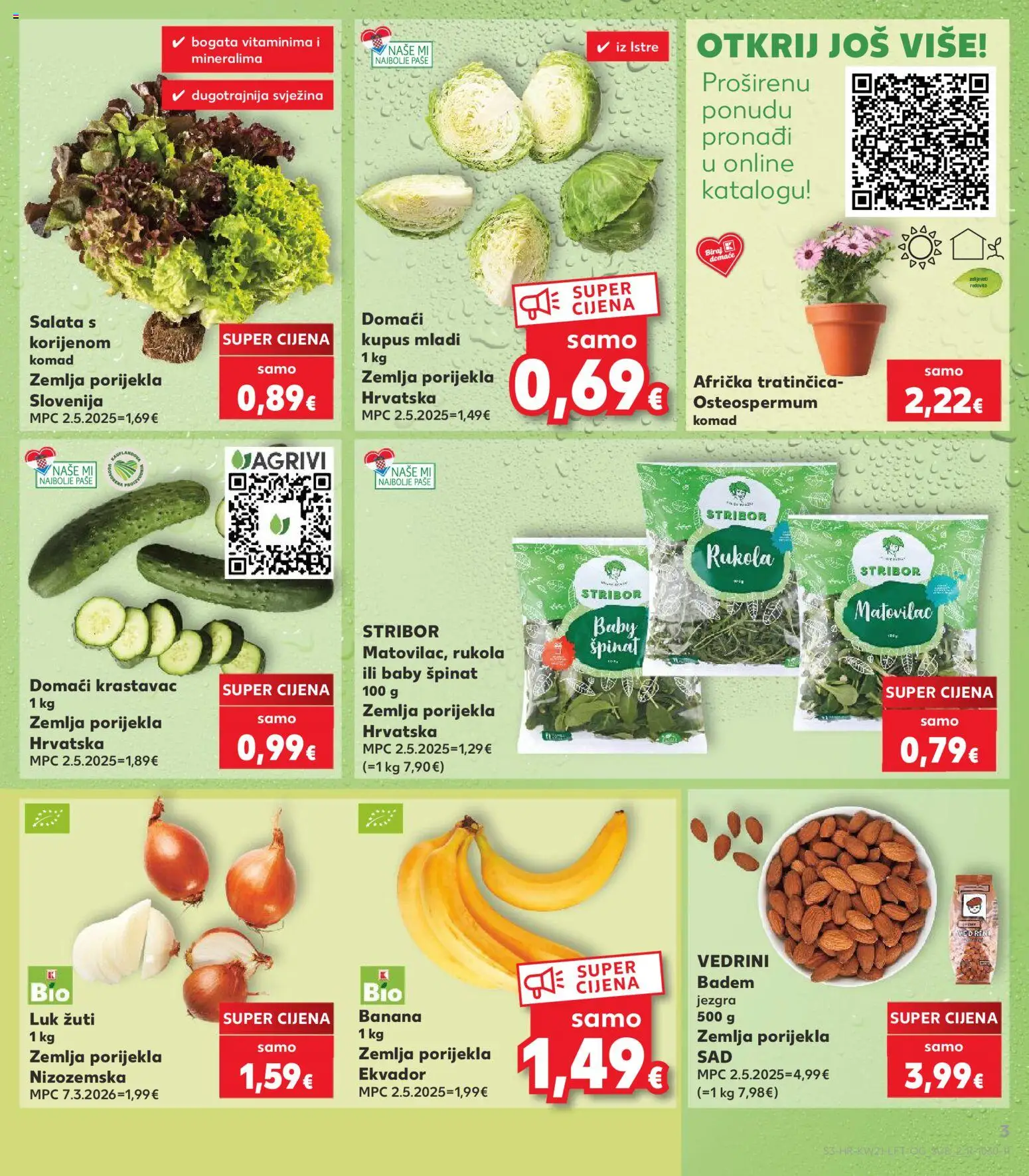 Kaufland katalog | vrijedi od 20.05.2026 | Stranica: 3 | Proizvodi: Špinat, Luk, Kupus, Badem