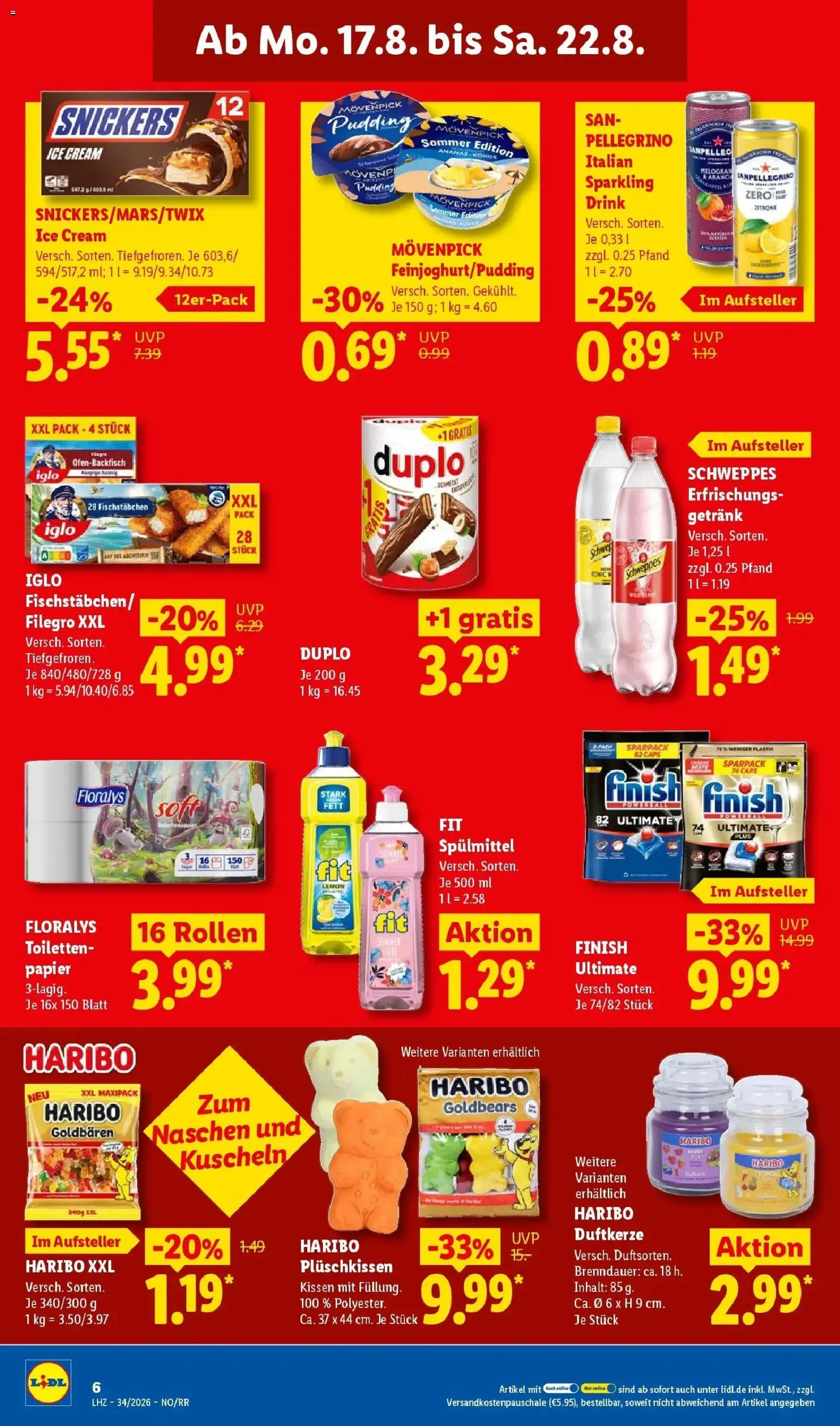 Lidl Prospekt Hagen (ab 17.08.2026) zum Blättern » Angebote | Seite: 14 | Produkte: Iglo, Finish, Fischstabchen, Zitrone