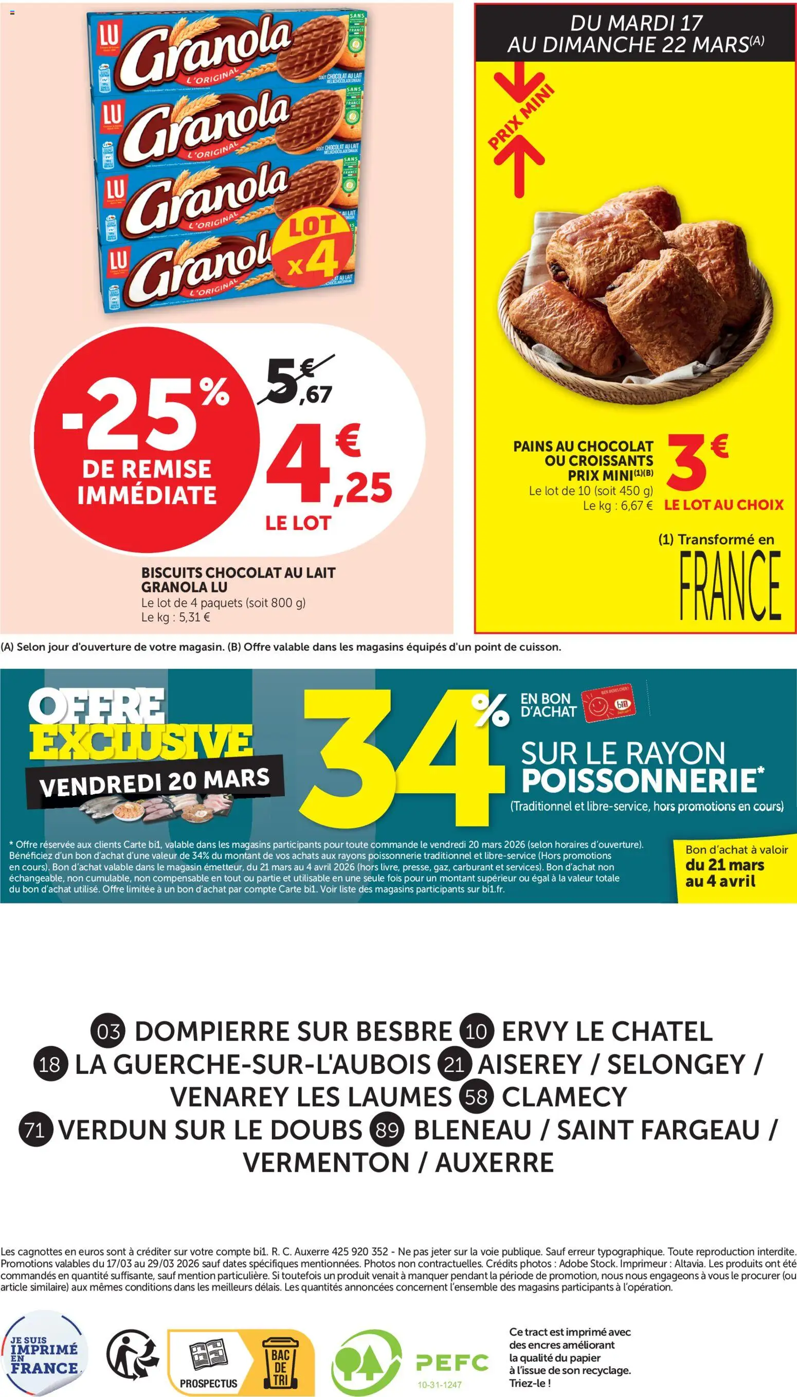 {H1} | Page: 20 | Produits: Poissonnerie, Lait, Chocolat, Granola