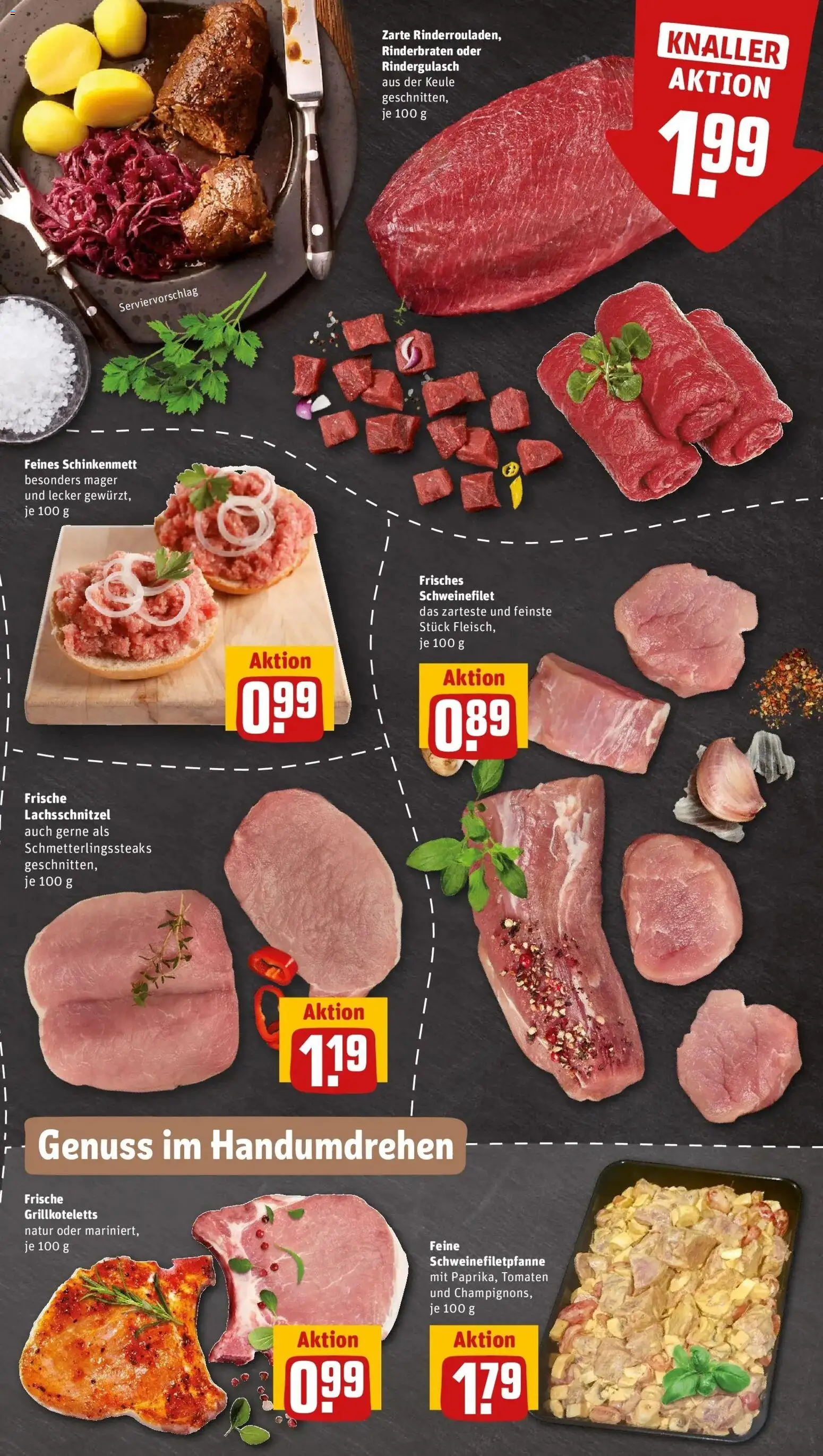 REWE Prospekt ab 21.09.2026 zum Blättern » Angebote | Seite: 9 | Produkte: Rinderbraten, Rindergulasch, Tomaten, Schweinefilet