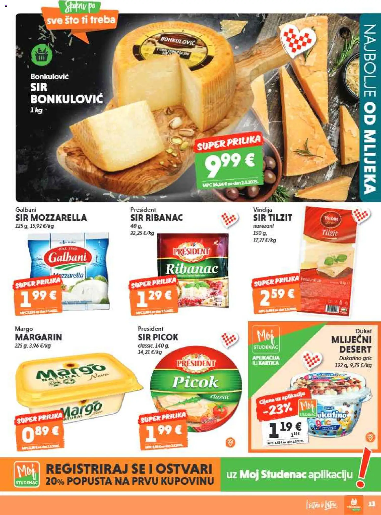 Studenac katalog | vrijedi od 13.05.2026 | Stranica: 13 | Proizvodi: Vindija, Mozzarella, Sir, Margarin