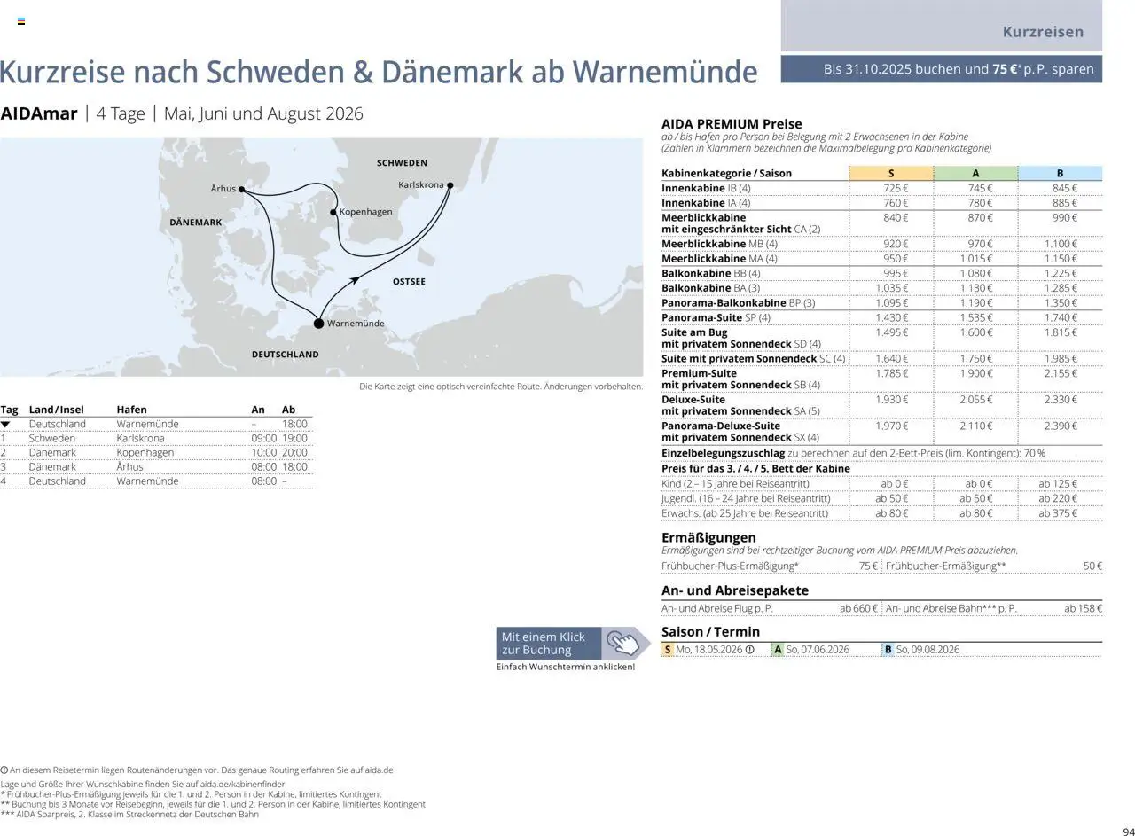 Aida Sommer 2026 – gültig ab 01.03.2026 | Seite: 94 | Produkte: Bett