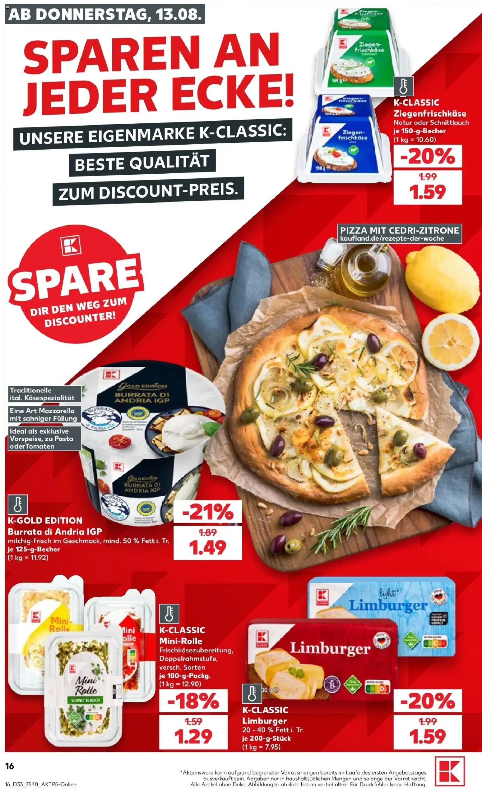 Prospekt Kaufland ab 10.08.2026 » Angebote Online zum Blättern | Seite: 25 | Produkte: Mozzarella, Burrata, Pasta, Frischkase