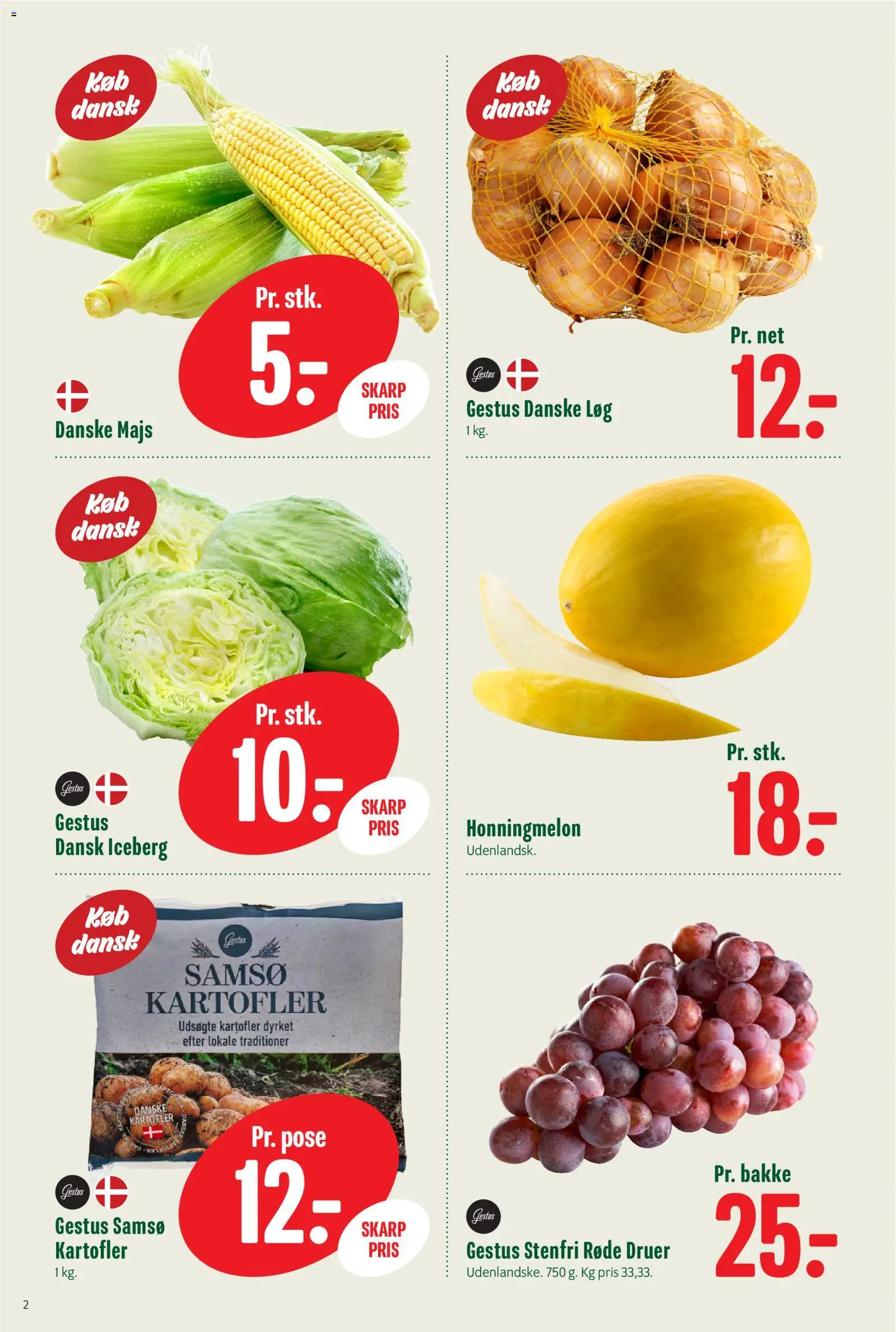 Min Købmand tilbudsavis – gyldig fra 21/08/2026 | Side: 2 | Produkter: Kartofler, Løg, Majs, Druer