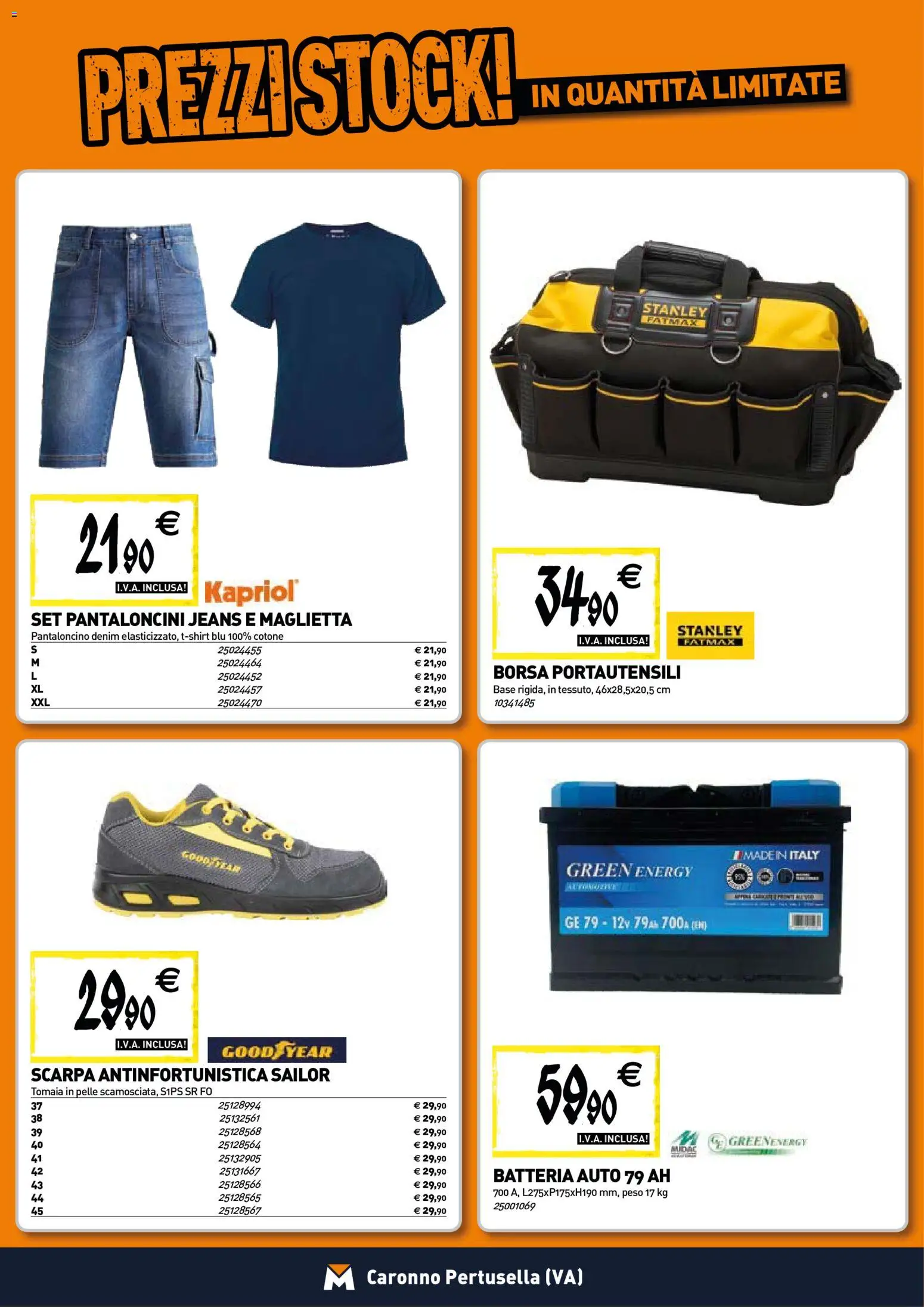Volantino TECNOMAT del 28.05.2026 | Pagina: 19 | Prodotti: Pantaloncini, Jeans, Borsa, Batteria