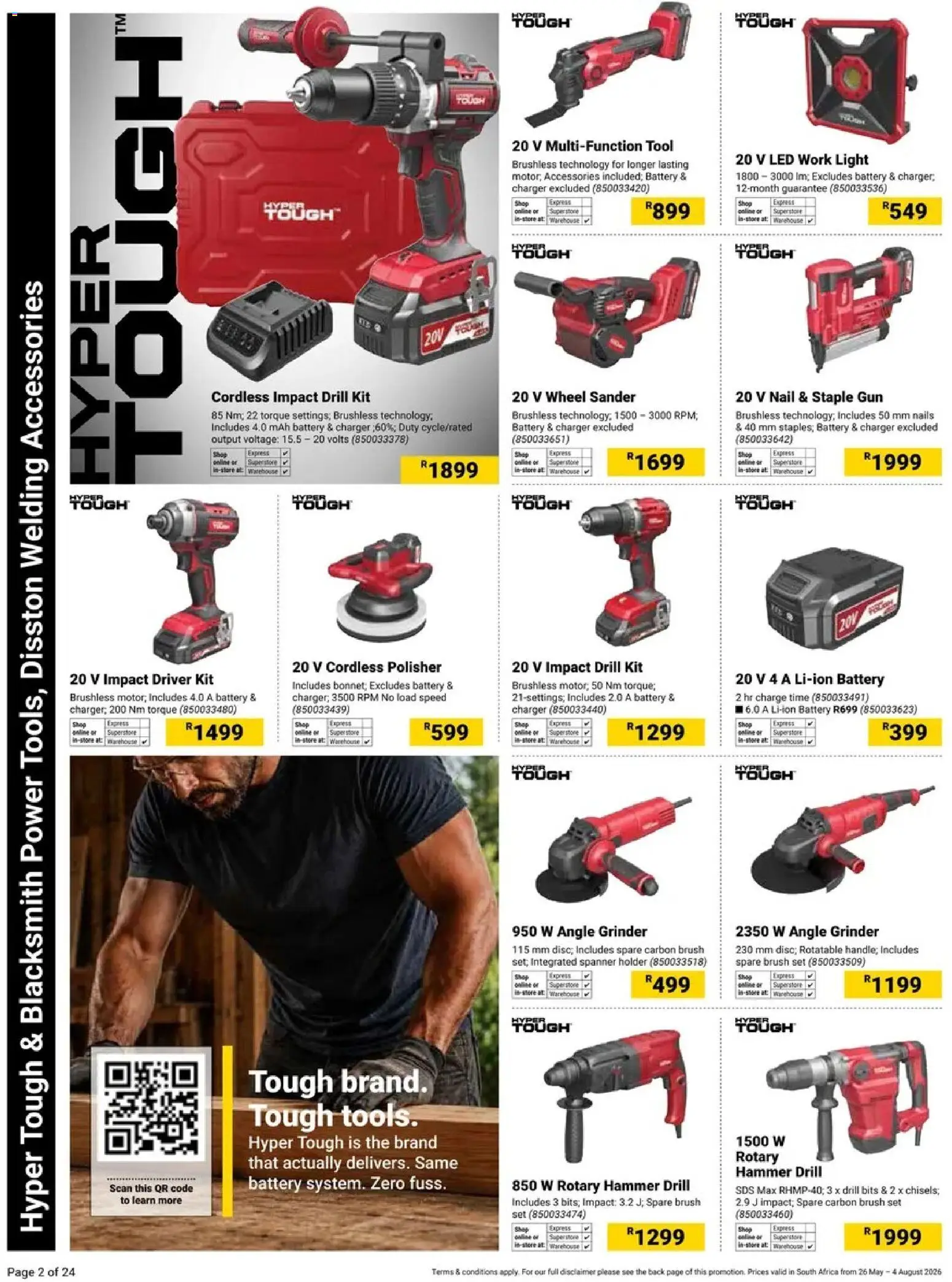 New Builders catalogue – valid from 26.05.2026 | Page: 2 | Products: Grinder, Charger, Hammer, Brush