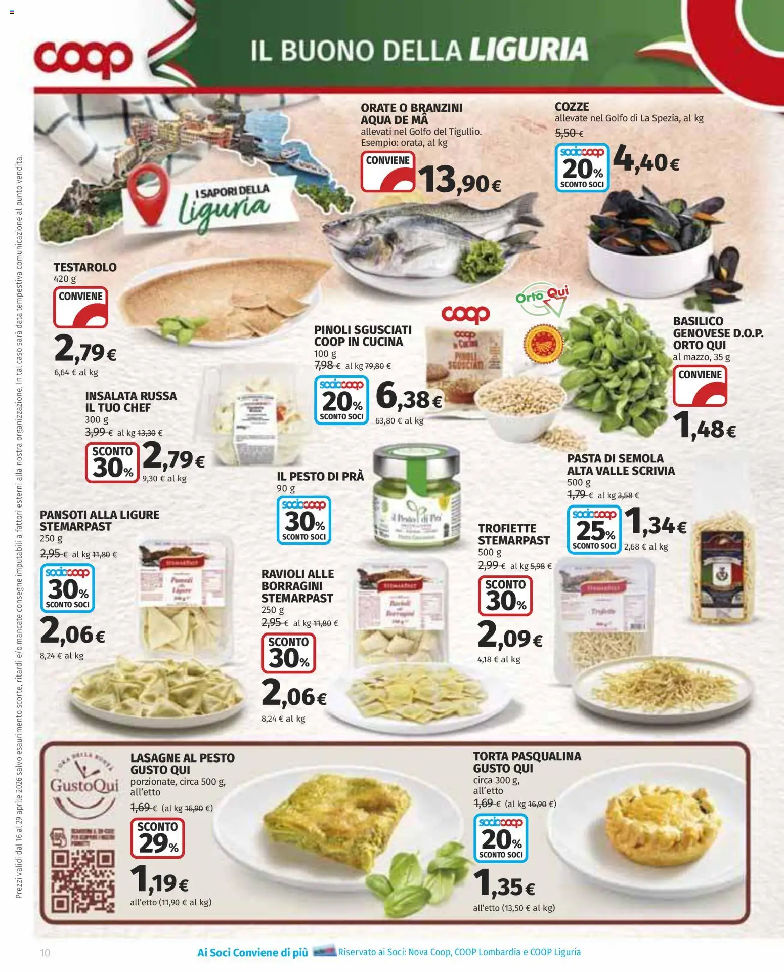 Volantino COOP del 16.04.2026 | Pagina: 10 | Prodotti: Cozze, Pasta, Basilico, Torta