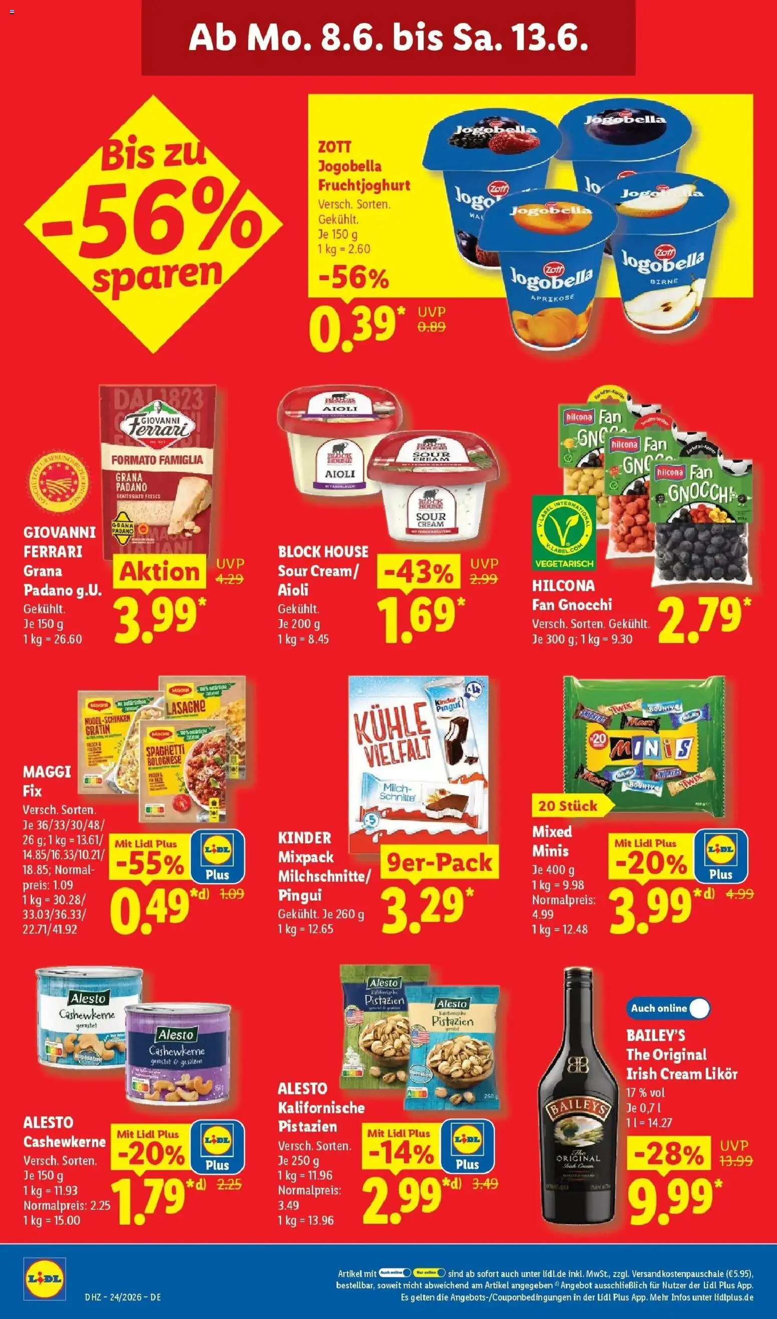 Lidl Prospekt Senftenberg – gültig ab 08.06.2026 | Seite: 22 | Produkte: Milch, Fruchtjoghurt, Pistazien, Twix
