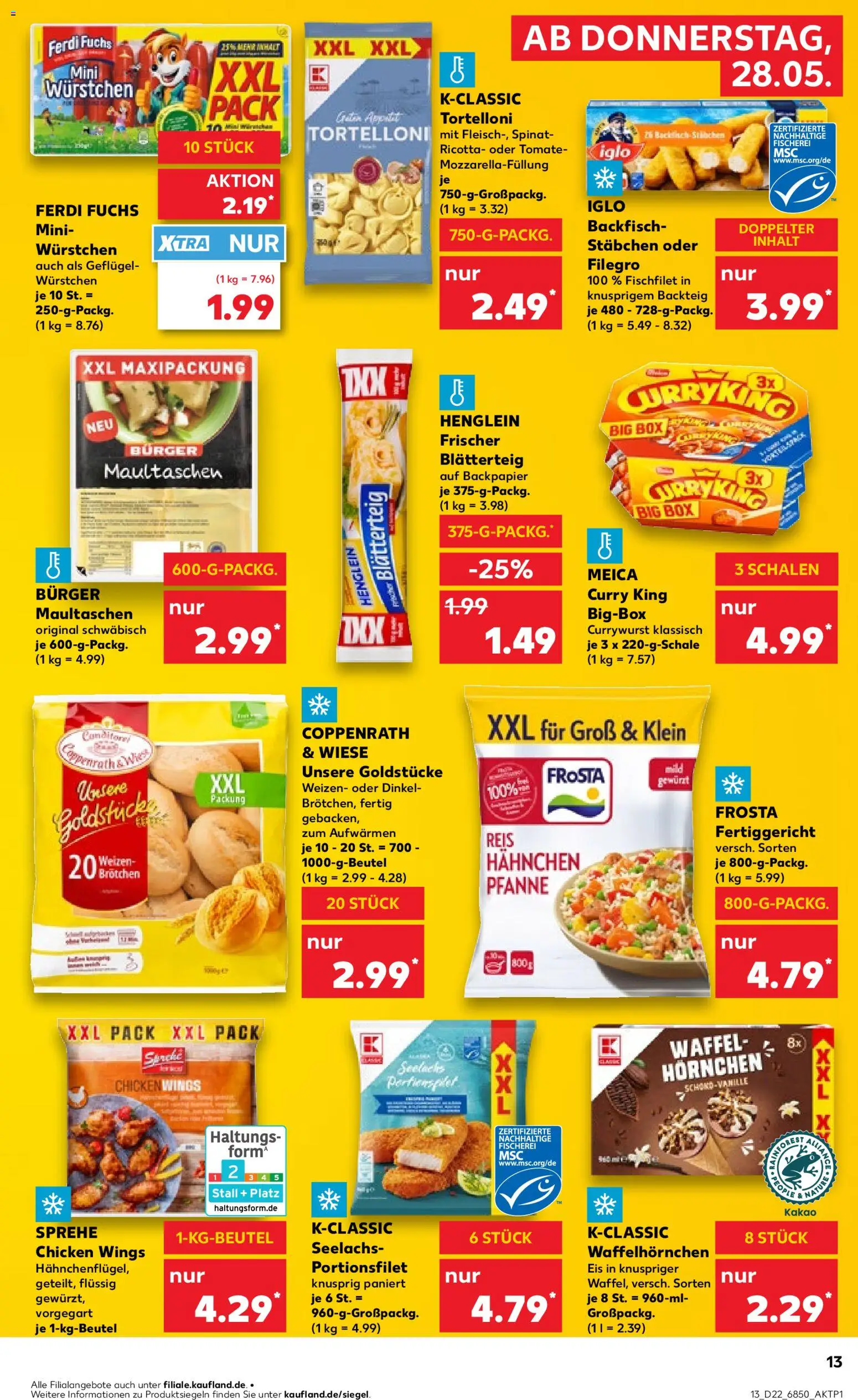 Kaufland Prospekt Stuttgart – gültig ab 28.05.2026 | Seite: 13 | Produkte: Hahnchen, Frosta, Reis, Eis
