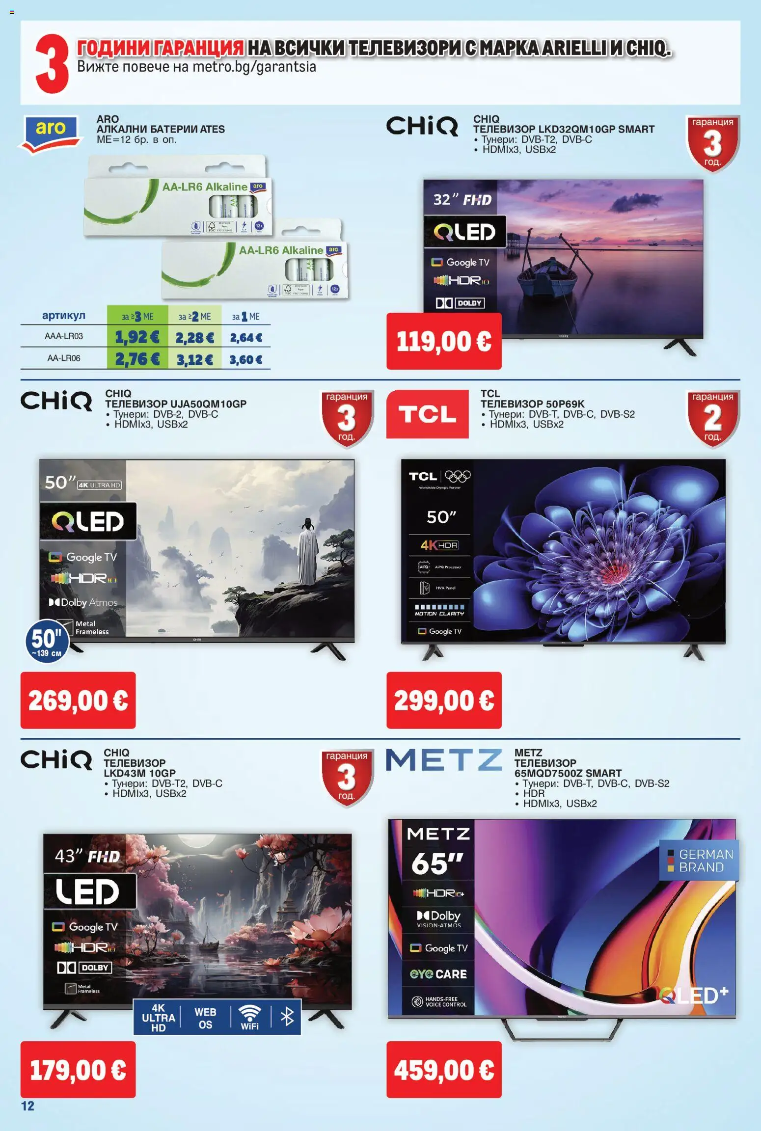 {H1} | Страница: 12 | Продукти: Телевизор, Батерии