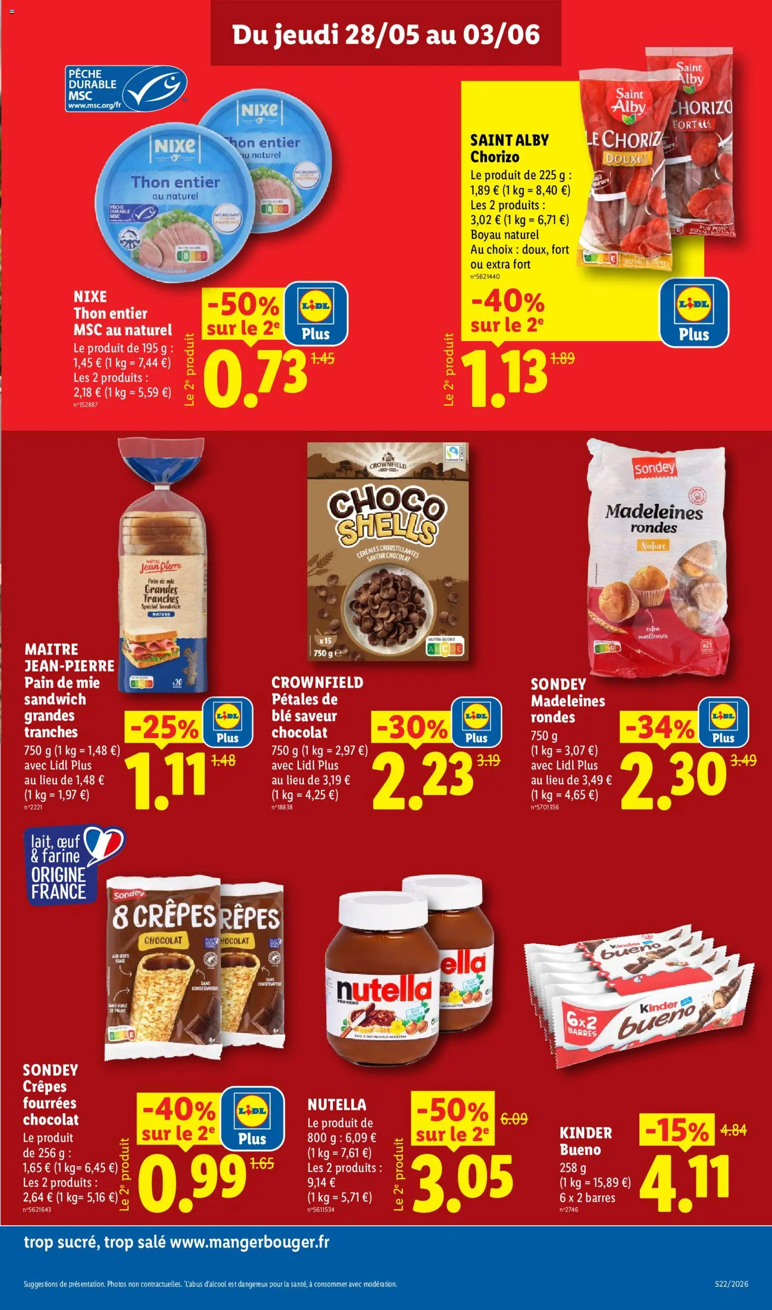 {H1} | Page: 13 | Produits: Noisettes, Kinder Bueno, Chocolat, Céréales