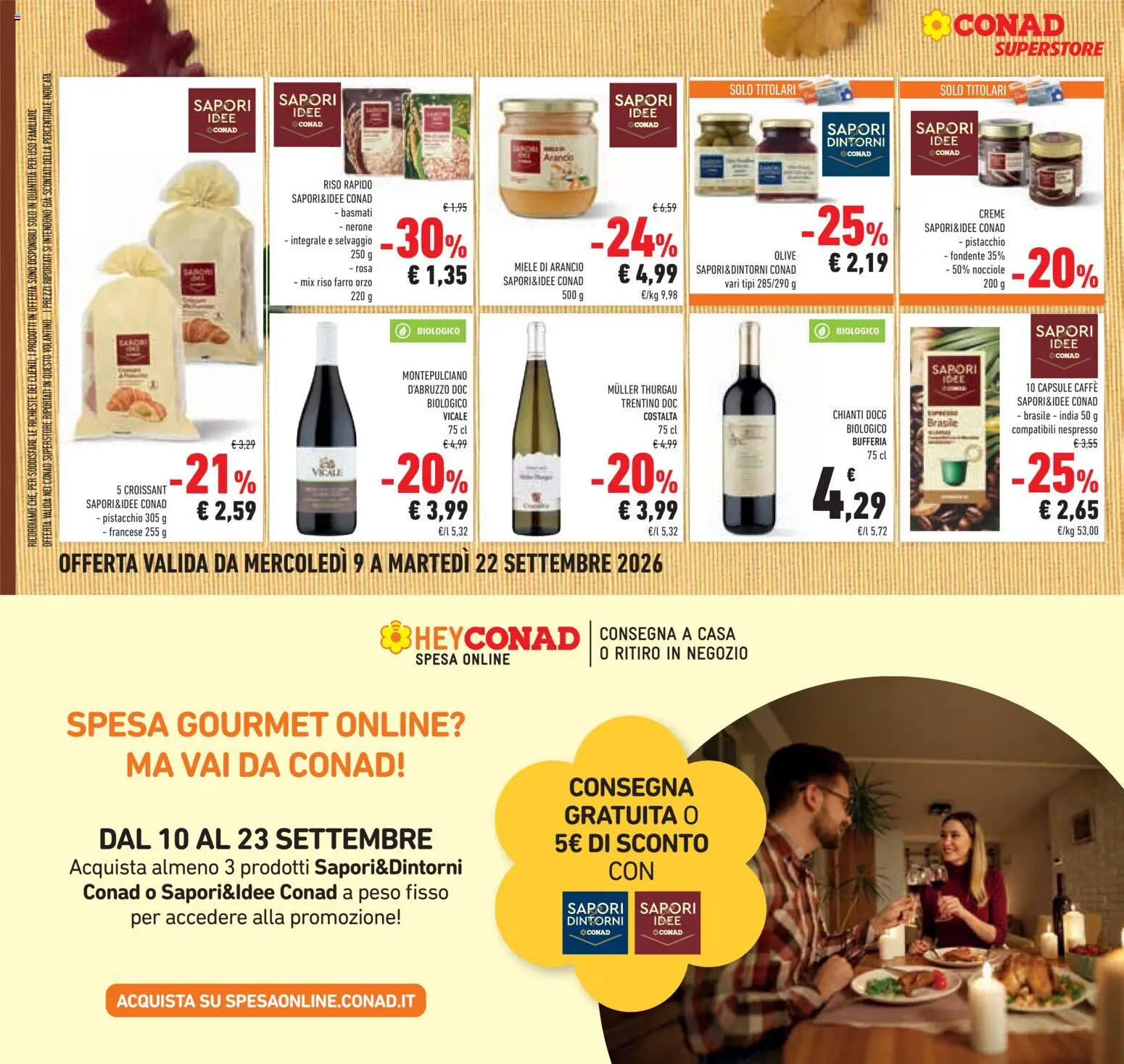 Volantino Conad del 09/09/2026 | Pagina: 38 | Prodotti: Pistacchio, Caffè, Nocciole, Miele