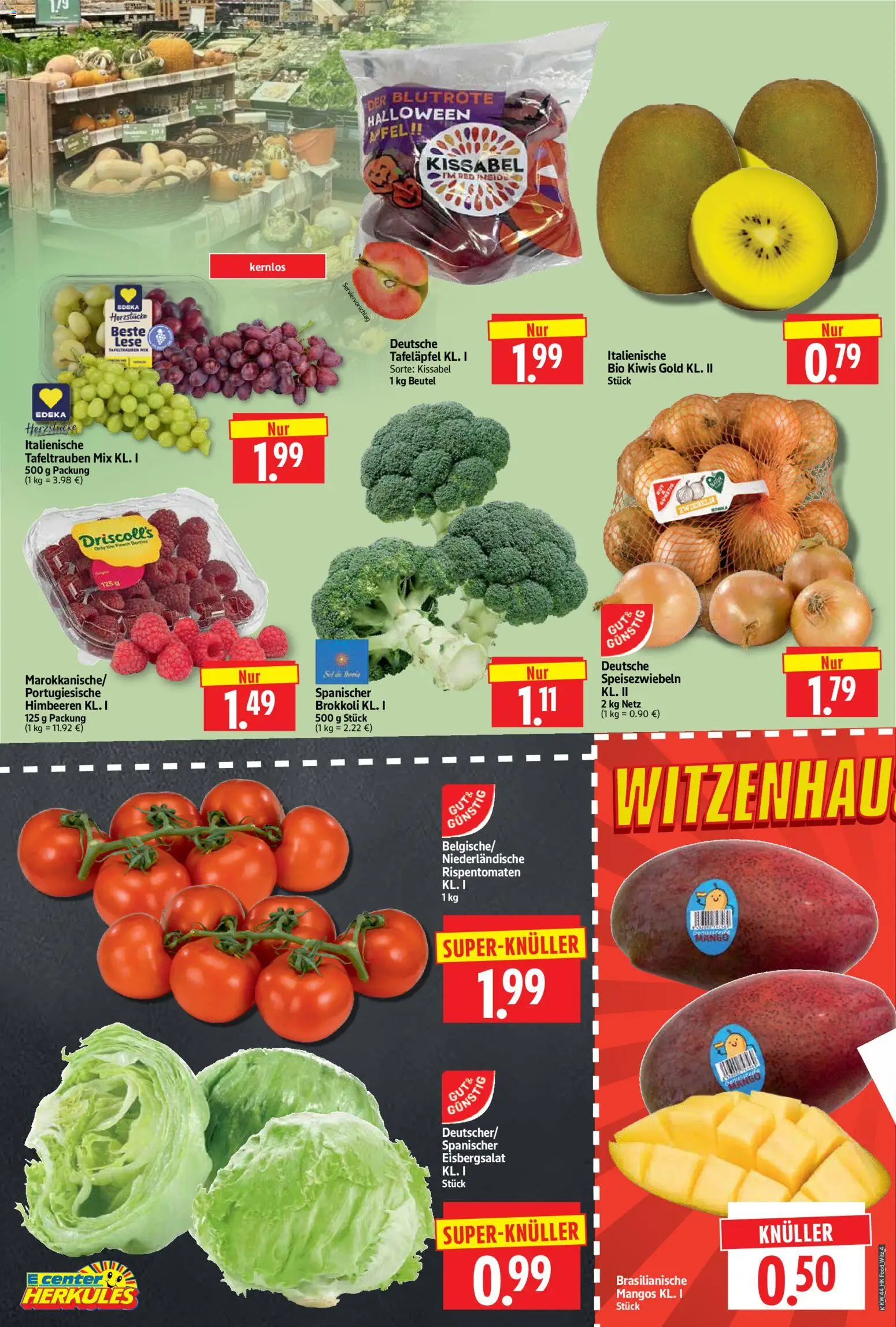 HERKULES Prospekt – gültig ab 26.10.2026 | Seite: 4 | Produkte: Himbeeren, Eisbergsalat, Zwiebeln, Brokkoli