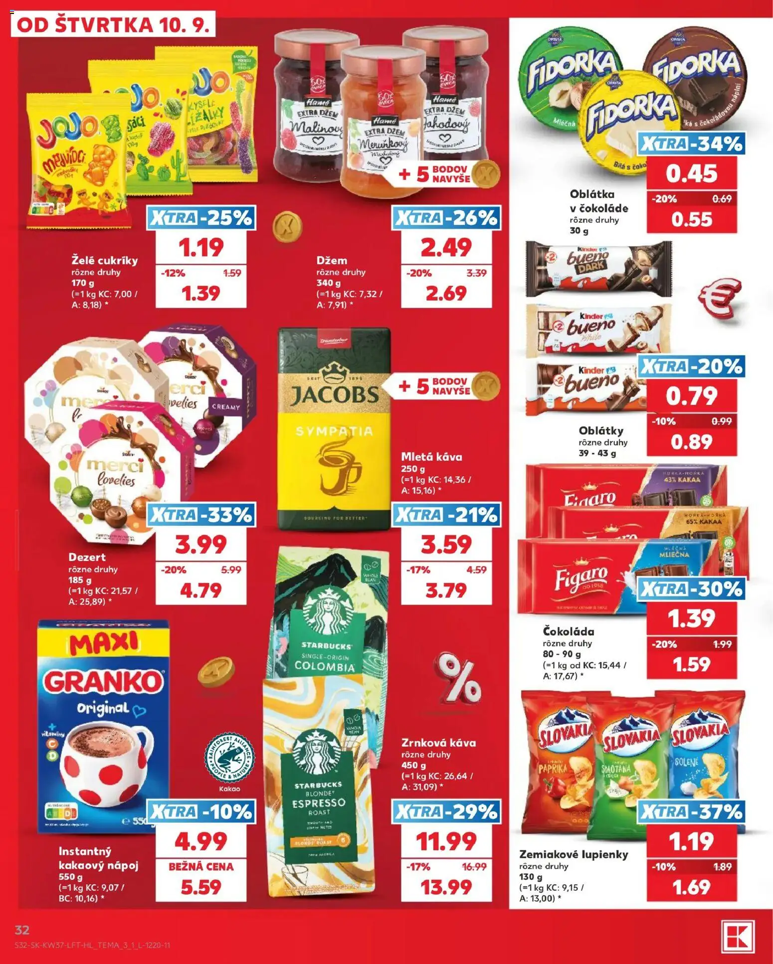 Nové Kaufland akcie – leták je platný od 10.09.2026 | Strana: 32 | Produkty: Džem, Čokoláda, Granko, Zrnková káva
