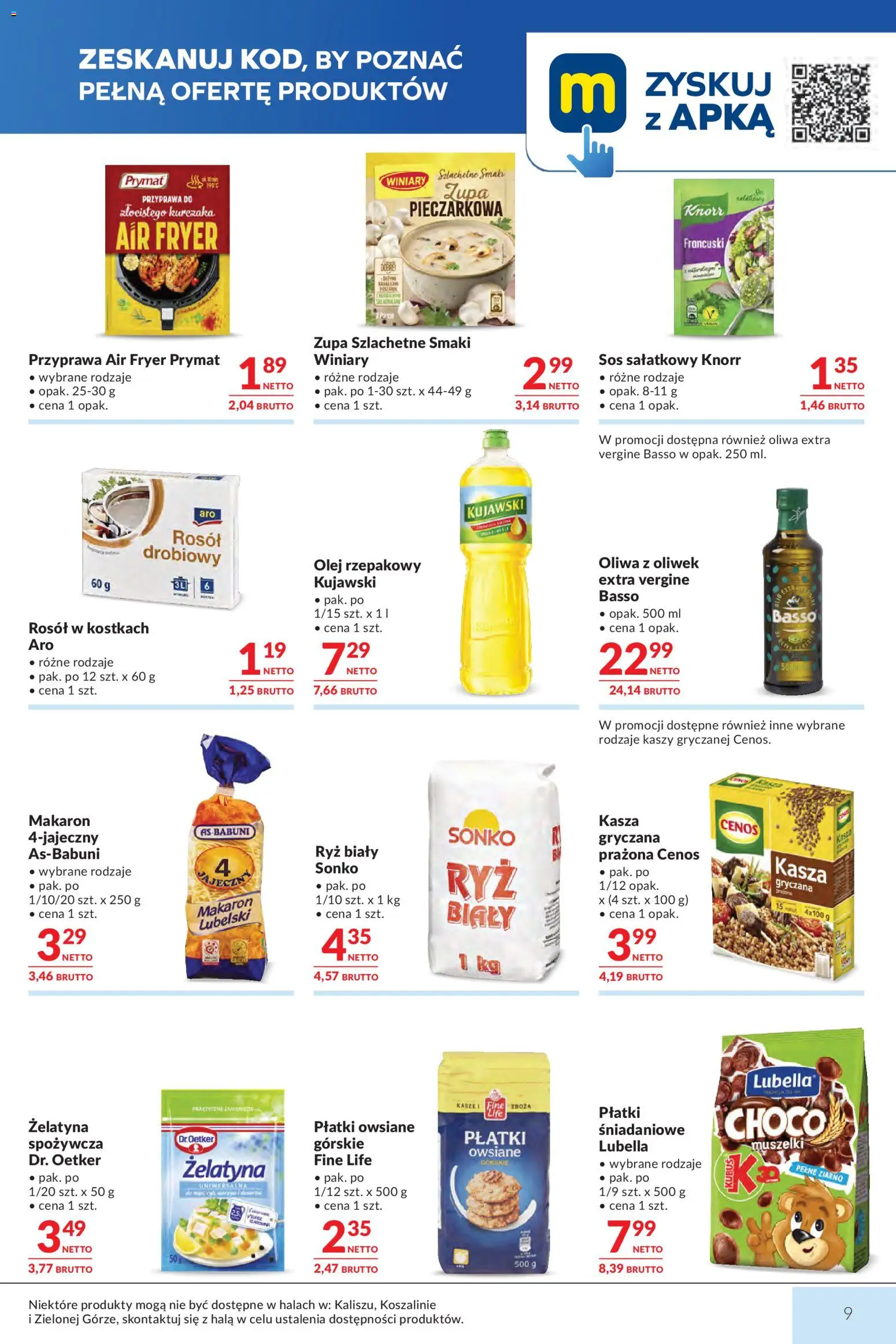Makro gazetka od 18.08.2026 | Strona: 9 | Produkty: Żelatyna, Zupa, Ryż, Oliwa Extra Vergine