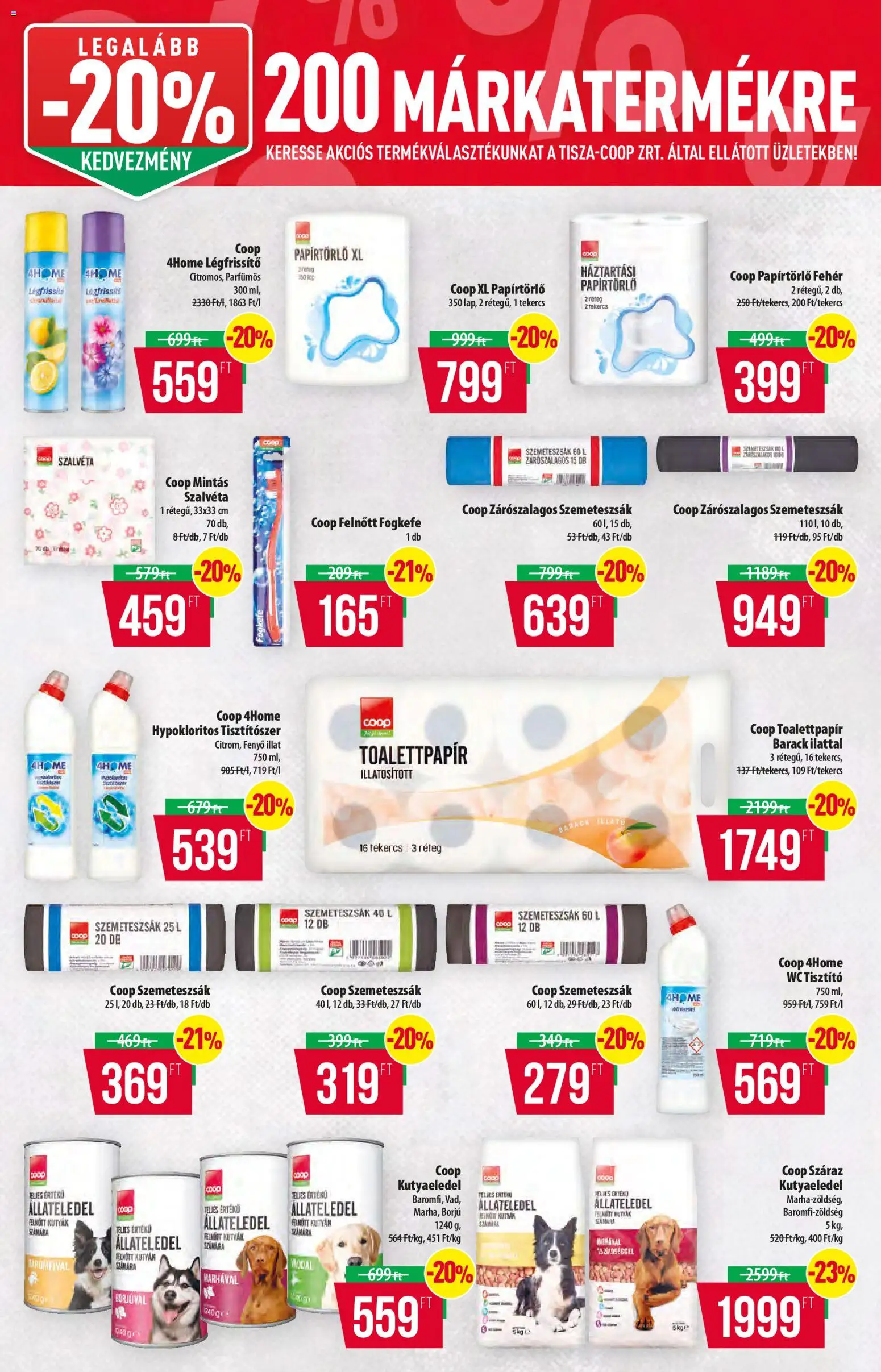 COOP akciós ujság - amely érvényes a következő dátumtól: 2026.10.08. | Oldal: 15 | Termékek: Toalettpapír, Papírtörlő, Kutyaeledel, Állateledel