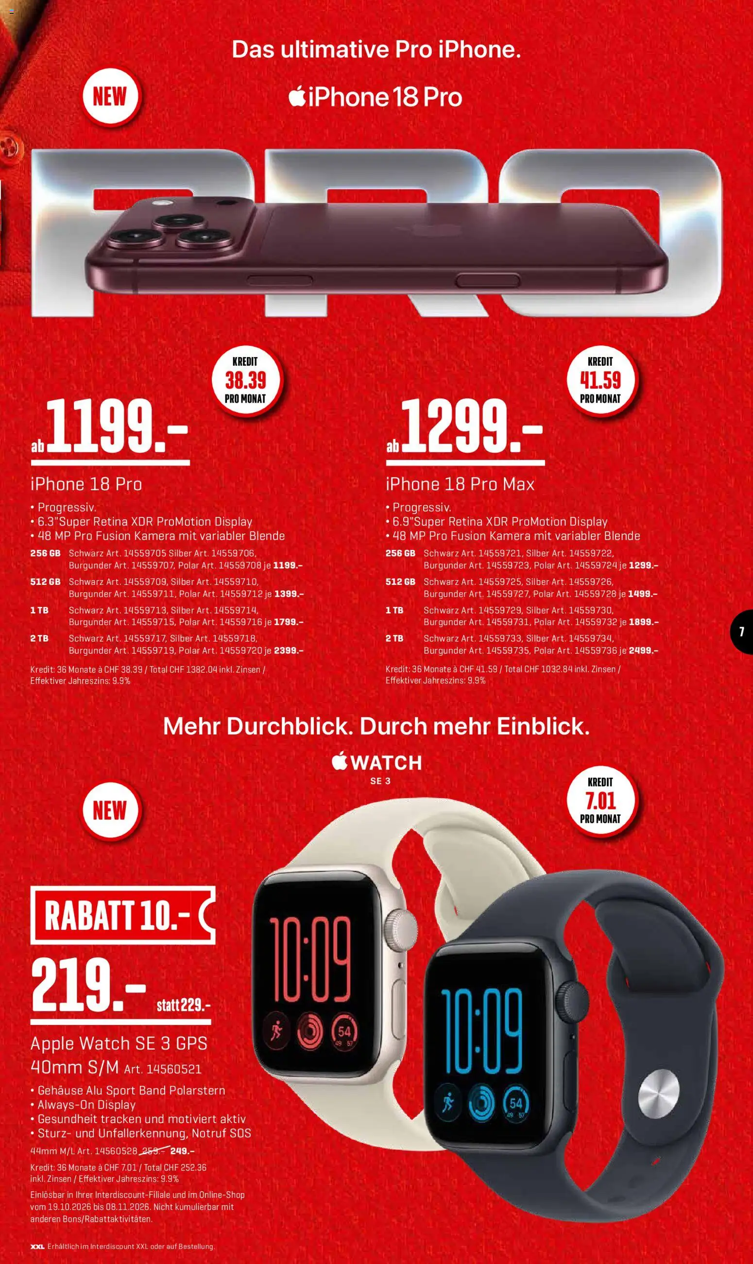 Interdiscount aktionen – gültig ab 19.10.2026 | Seite: 7 | Produkte: Kamera, Apple, Iphone, Apple Watch