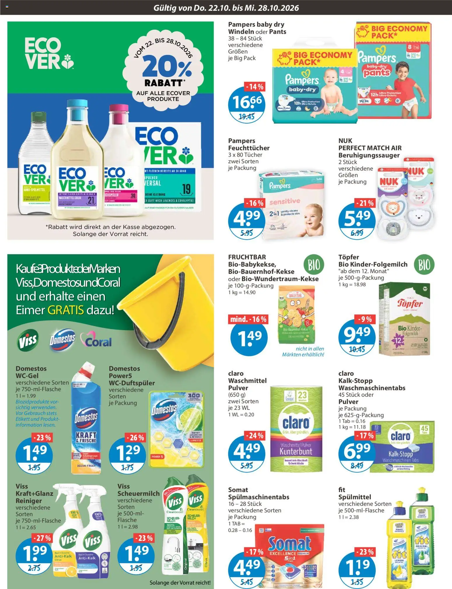 V-Markt Angebote – gültig ab 22.10.2026 | Seite: 12 | Produkte: Milch, Waschmittel, Spülmaschinentabs, Lavendel