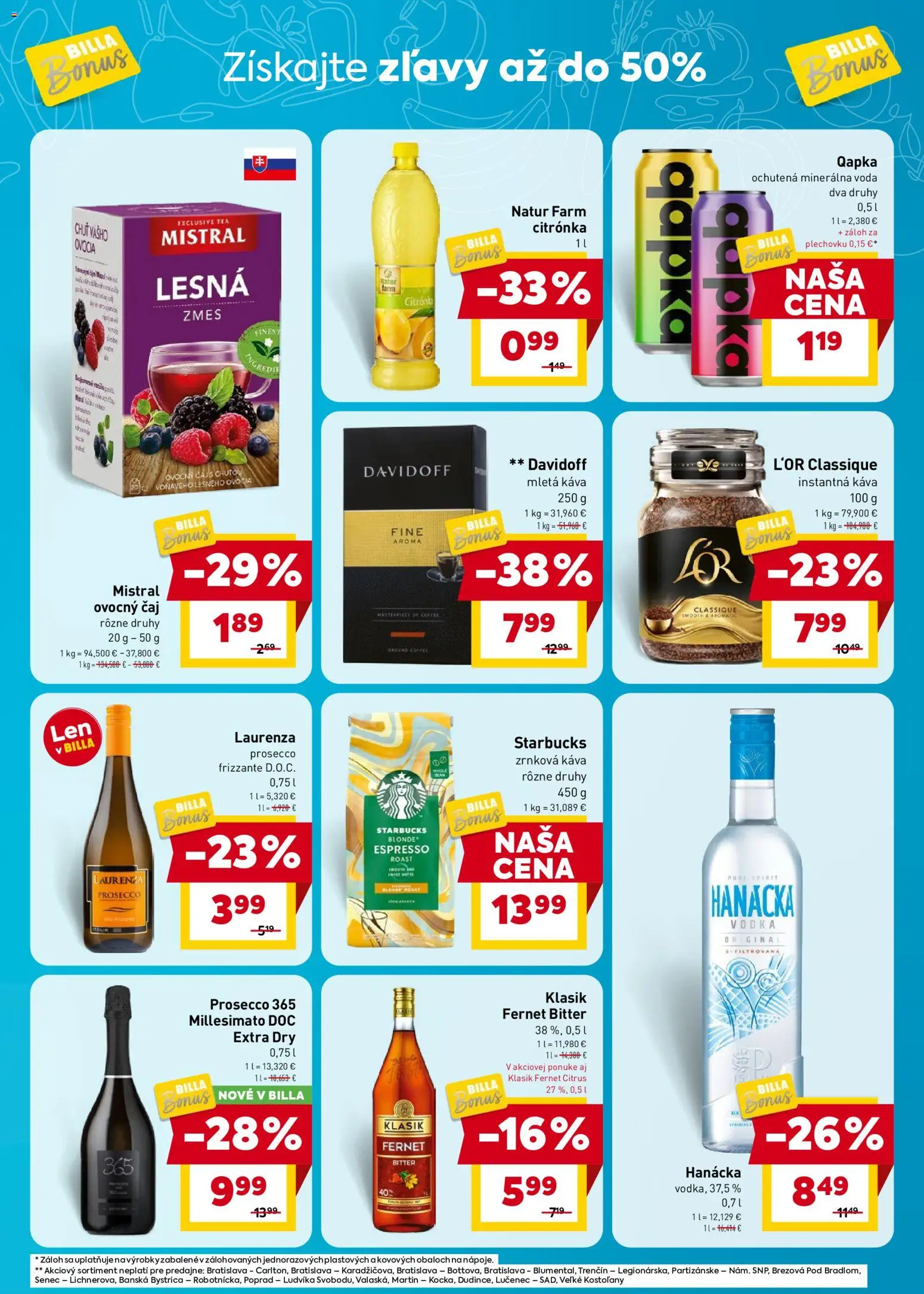 Nové Billa akcie – leták je platný od 22.07.2026 | Strana: 5 | Produkty: Davidoff, Čaj, Prosecco, Zrnková káva