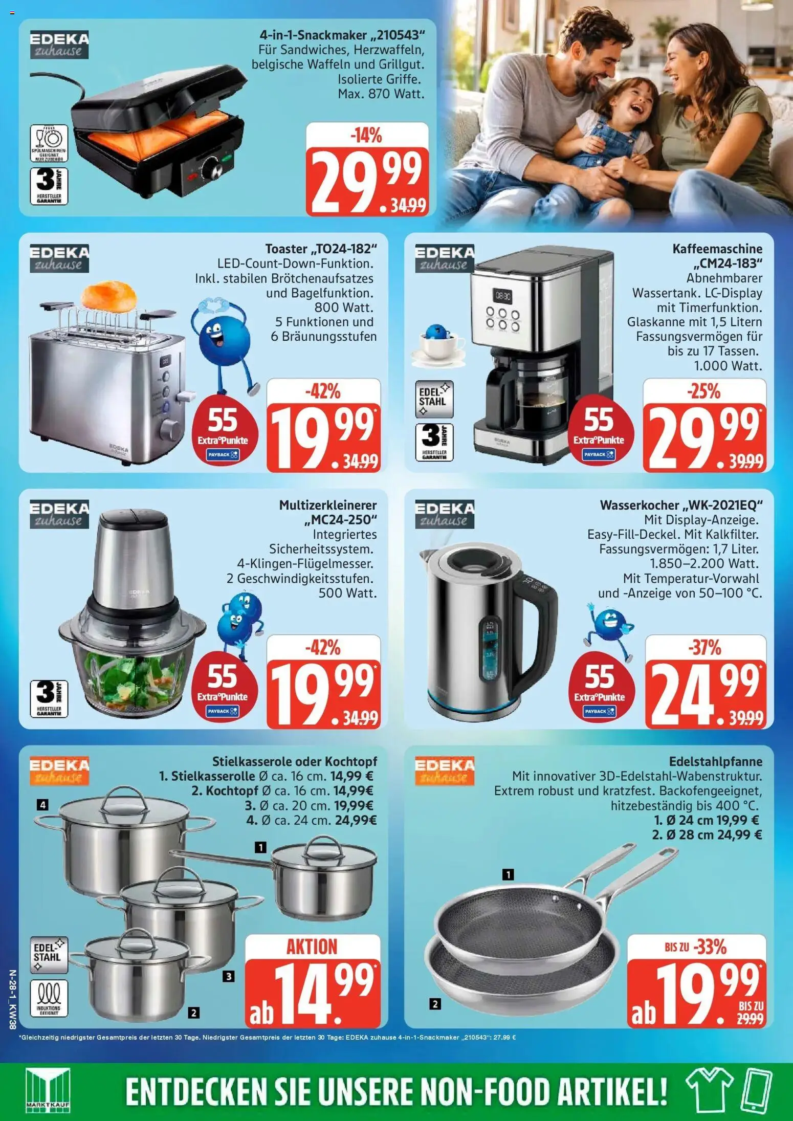 Edeka Prospekt Rostock (ab 14.09.2026) » Angebote Online | Seite: 35 | Produkte: Kaffeemaschine, Wasserkocher, Toaster, Waffeln