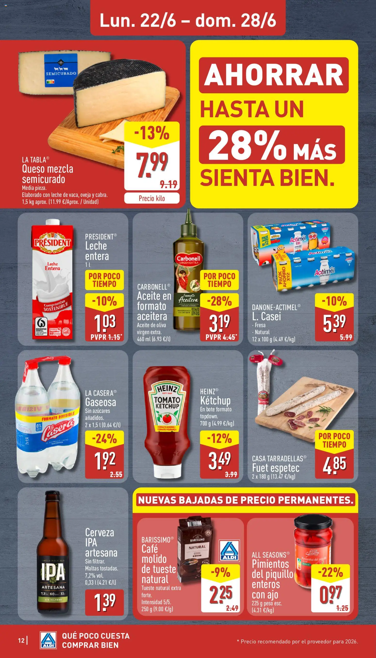 Aldi folleto Península │ válido desde el 22.06.2026 | Página: 12 | Productos: Leche, Aceite, Peso, Gaseosa
