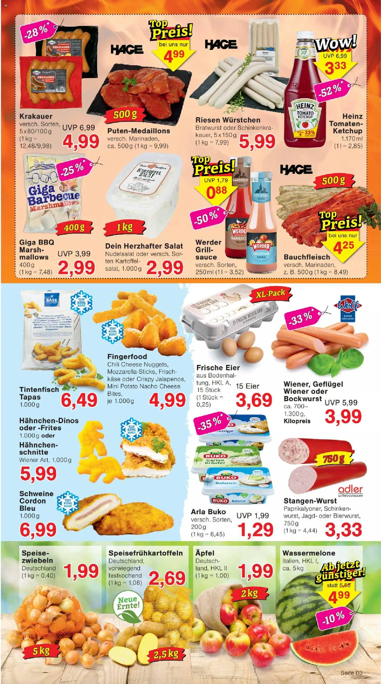 Wiglo Wunderland Prospekt – gültig ab 20.07.2026 | Seite: 3 | Produkte: Bockwurst, Eier, Bratwurst, Äpfel