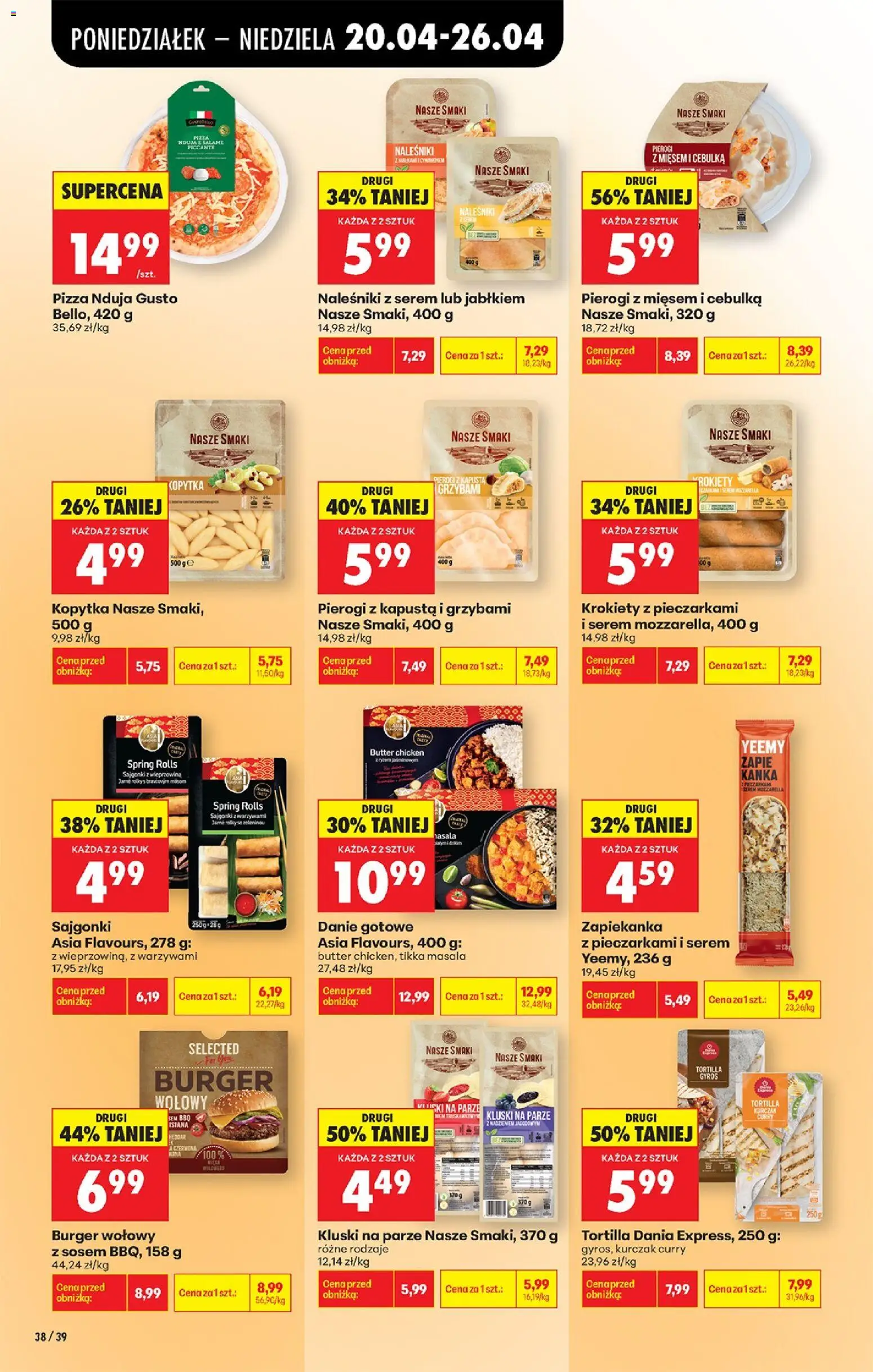 Biedronka gazetka od poniedziałku od 20.04.2026 | Strona: 68 | Produkty: Pierogi z kapusta i grzybami, Tortilla, Wieprzowina, Pancakes