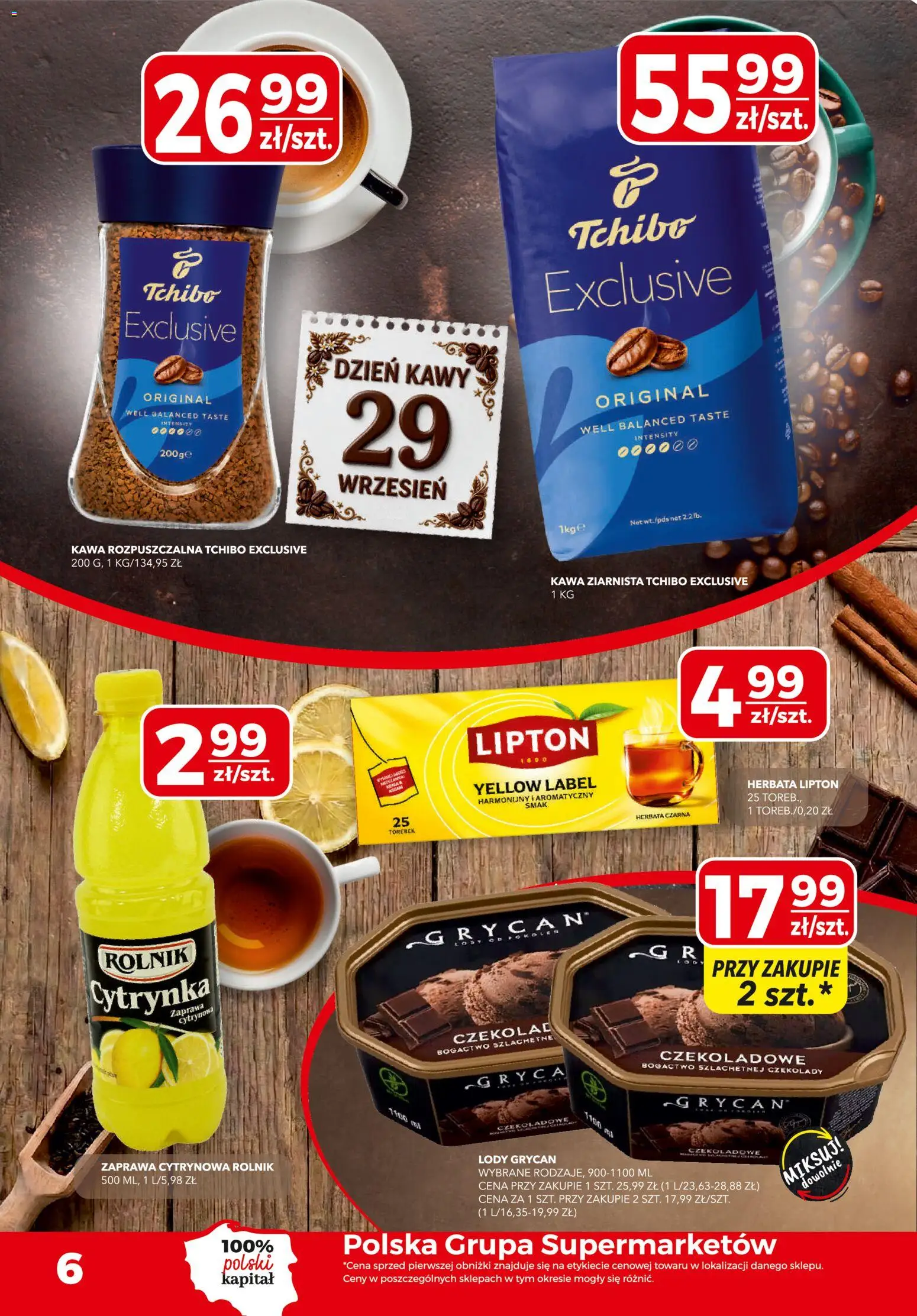 Top Market gazetka od 24.09.2026 | Strona: 6 | Produkty: Herbata czarna, Kawa ziarnista, Tchibo exclusive, Kawa