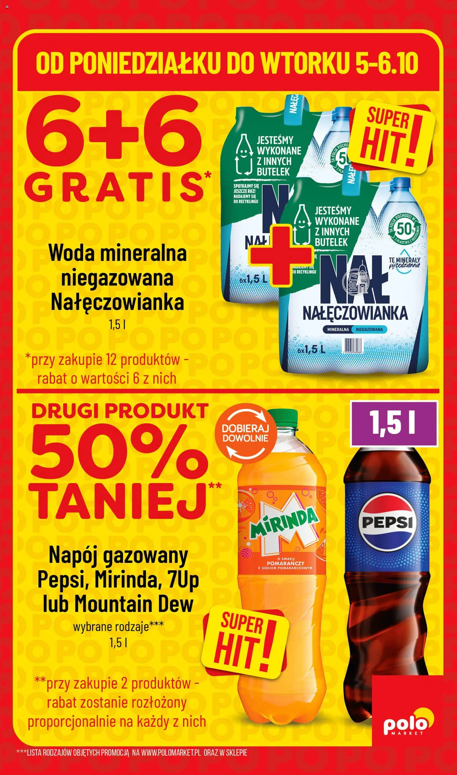 Nowa POLOmarket gazetka od jutra 05.10.2026 | Strona: 9 | Produkty: Woda mineralna, Pepsi, Folia, Woda