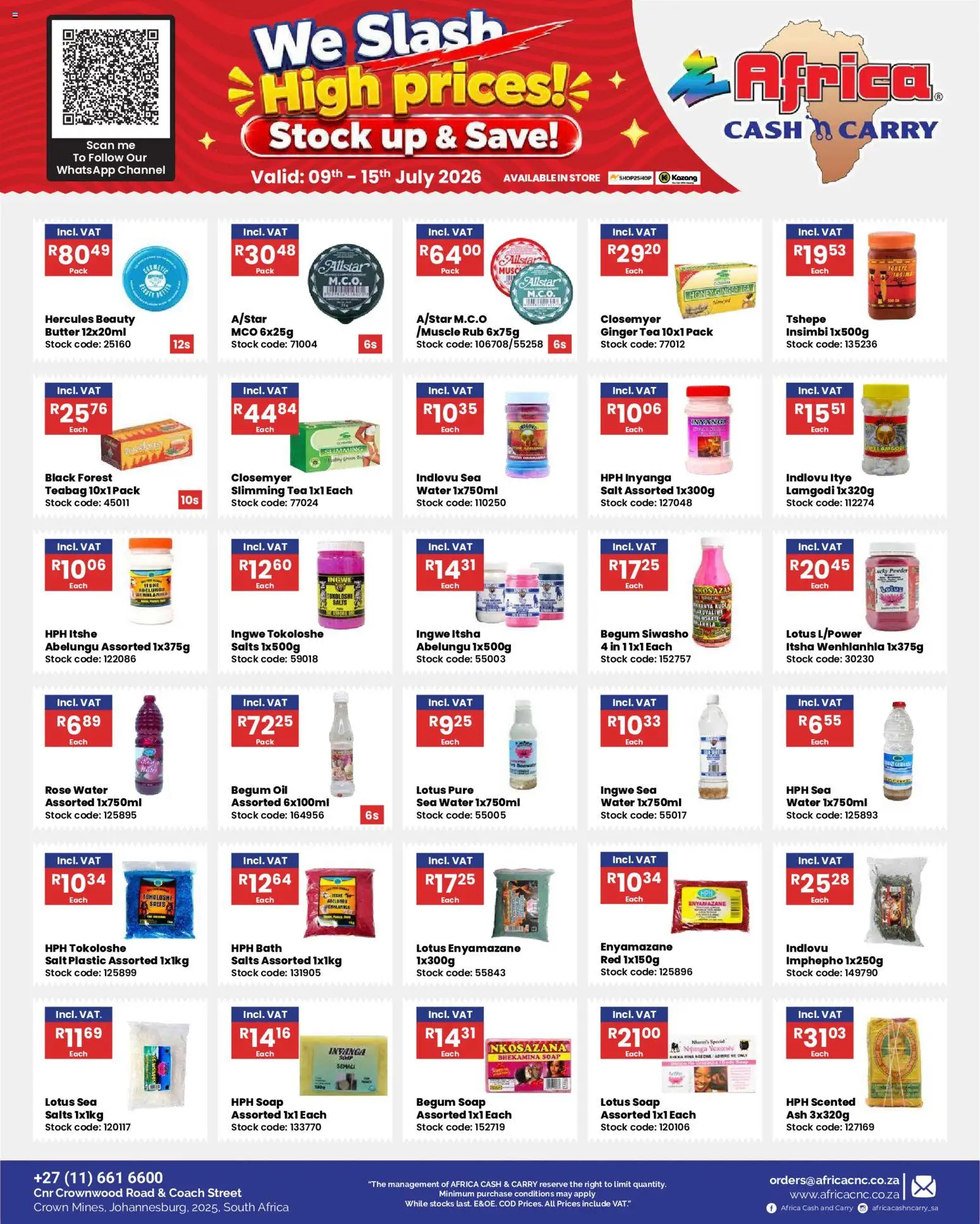 New Africa Cash & Carry catalogue – valid from 09/07/2026 | Page: 21 | Products: Tea, Stock, Soap, Water