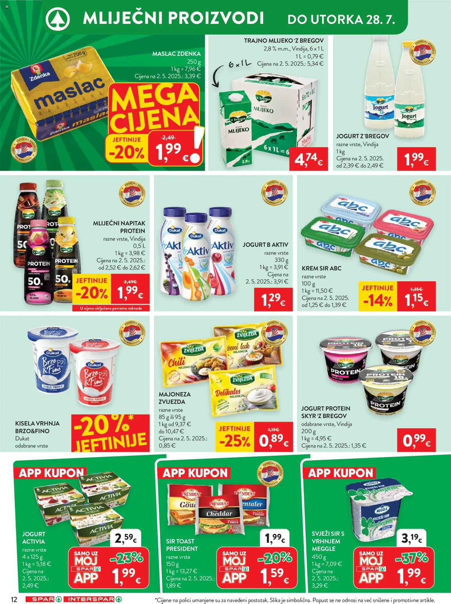 Spar katalog | vrijedi od 22.07.2026 | Stranica: 20 | Proizvodi: Mlijeko, Maslac, Toast, Trajno mlijeko