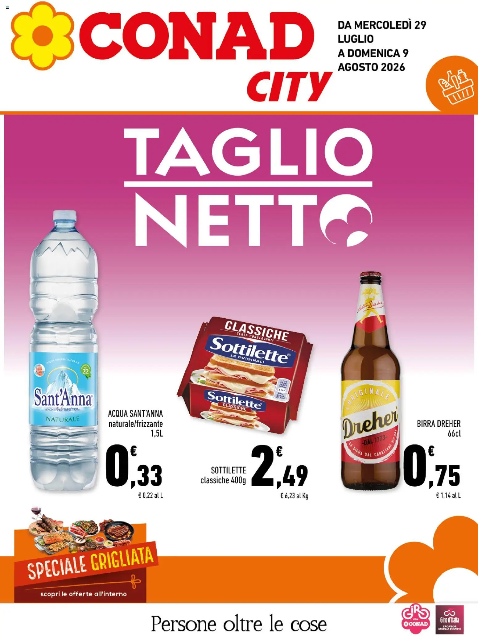 Volantino Conad del 29/07/2026 | Pagina: 1 | Prodotti: Birra, Acqua, Acqua minerale