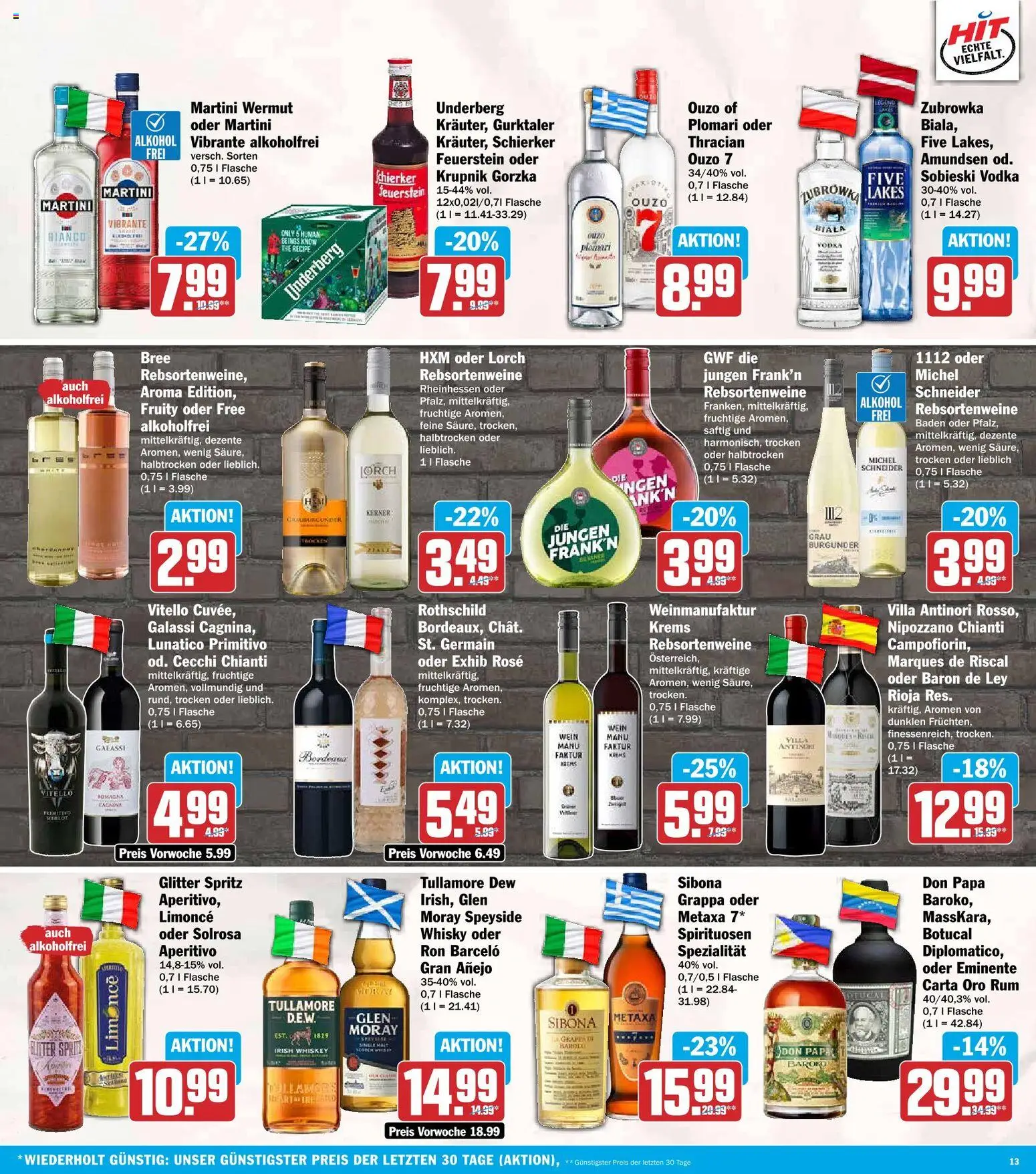 HIT Prospekt – gültig ab 14.09.2026 | Seite: 13 | Produkte: Ouzo, Wein, Vodka, Underberg