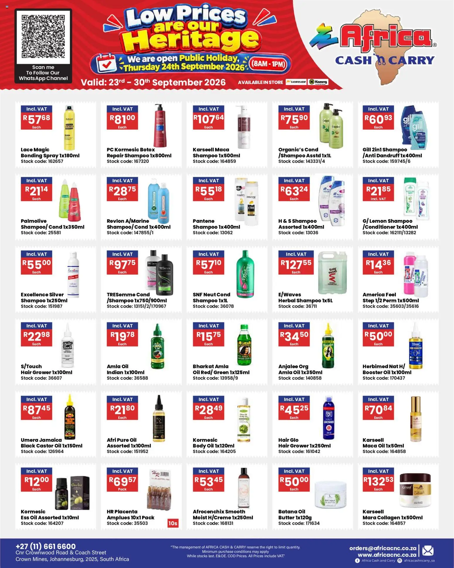 New Africa Cash & Carry catalogue – valid from 23/09/2026 | Page: 2 | Products: PC, Oil, Shampoo, Lemon