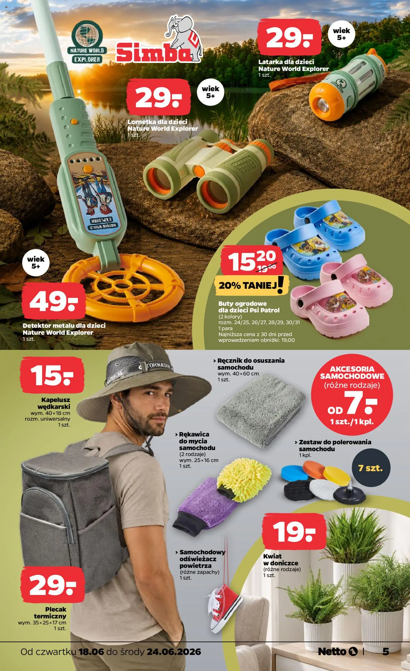 Netto gazetka od czwartku NonFood od 18.06.2026 | Strona: 5 | Produkty: Odświeżacz, Buty, Plecak, Kapelusz