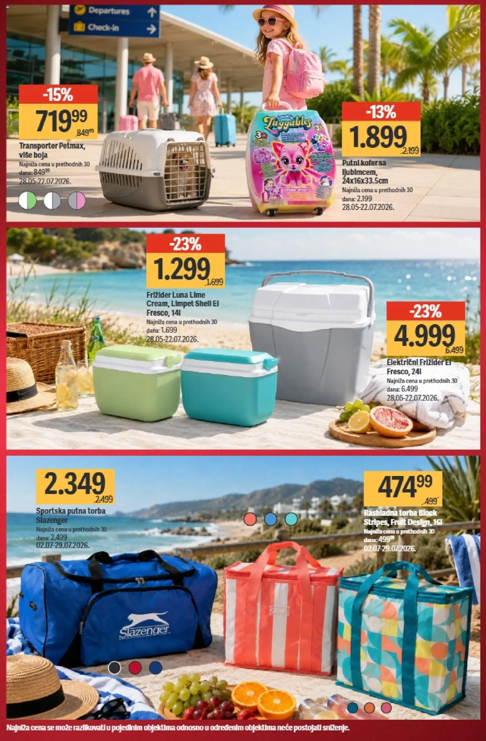 Mega Maxi katalog - važi od 09.07.2026 | Strana: 4 | Proizvode: Putna torba, Kofer, Torba, Frižider