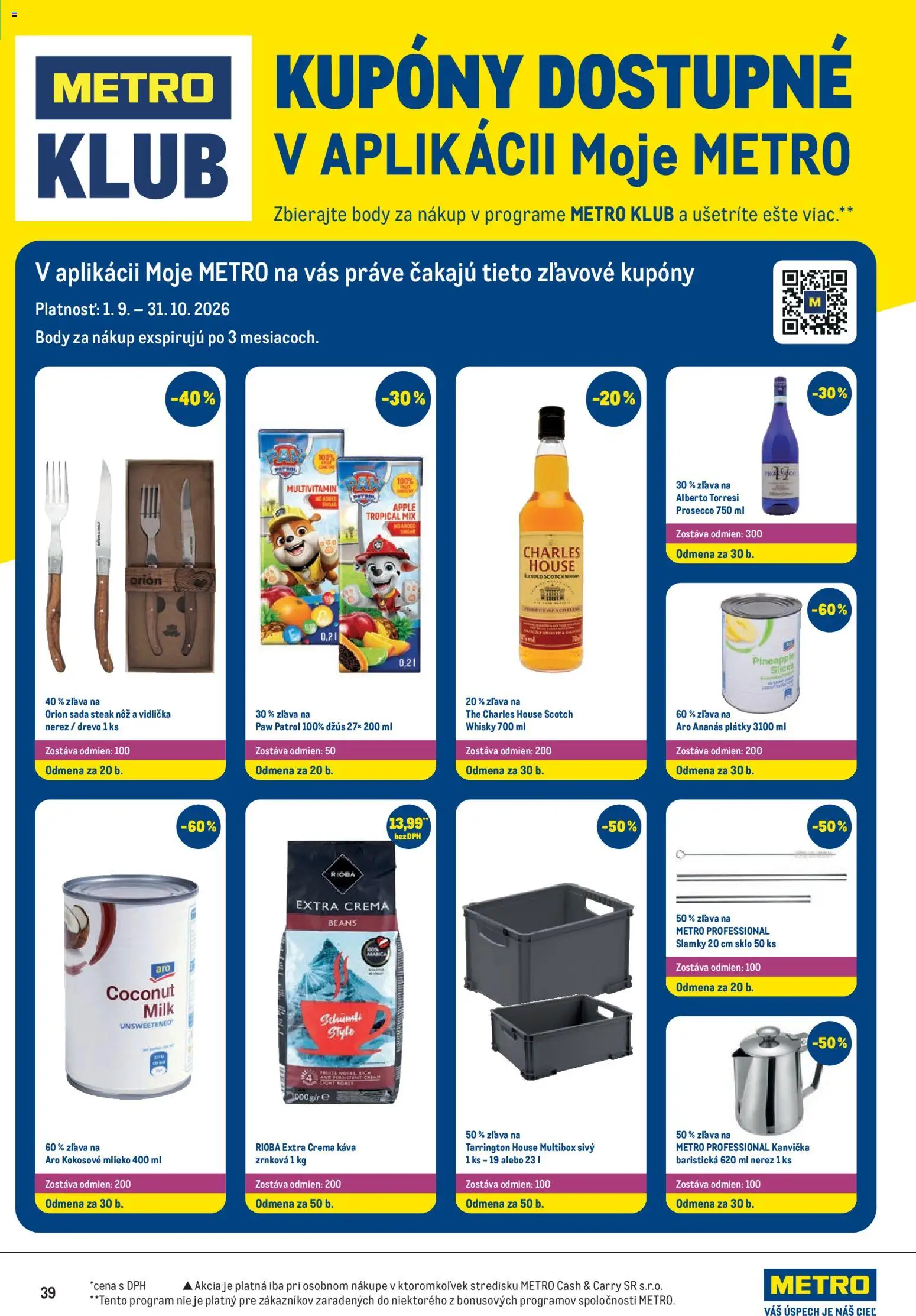 Nové Metro akcie – leták je platný od 23.09.2026 | Strana: 39 | Produkty: Multivitamín, Džús, Apple, Steak