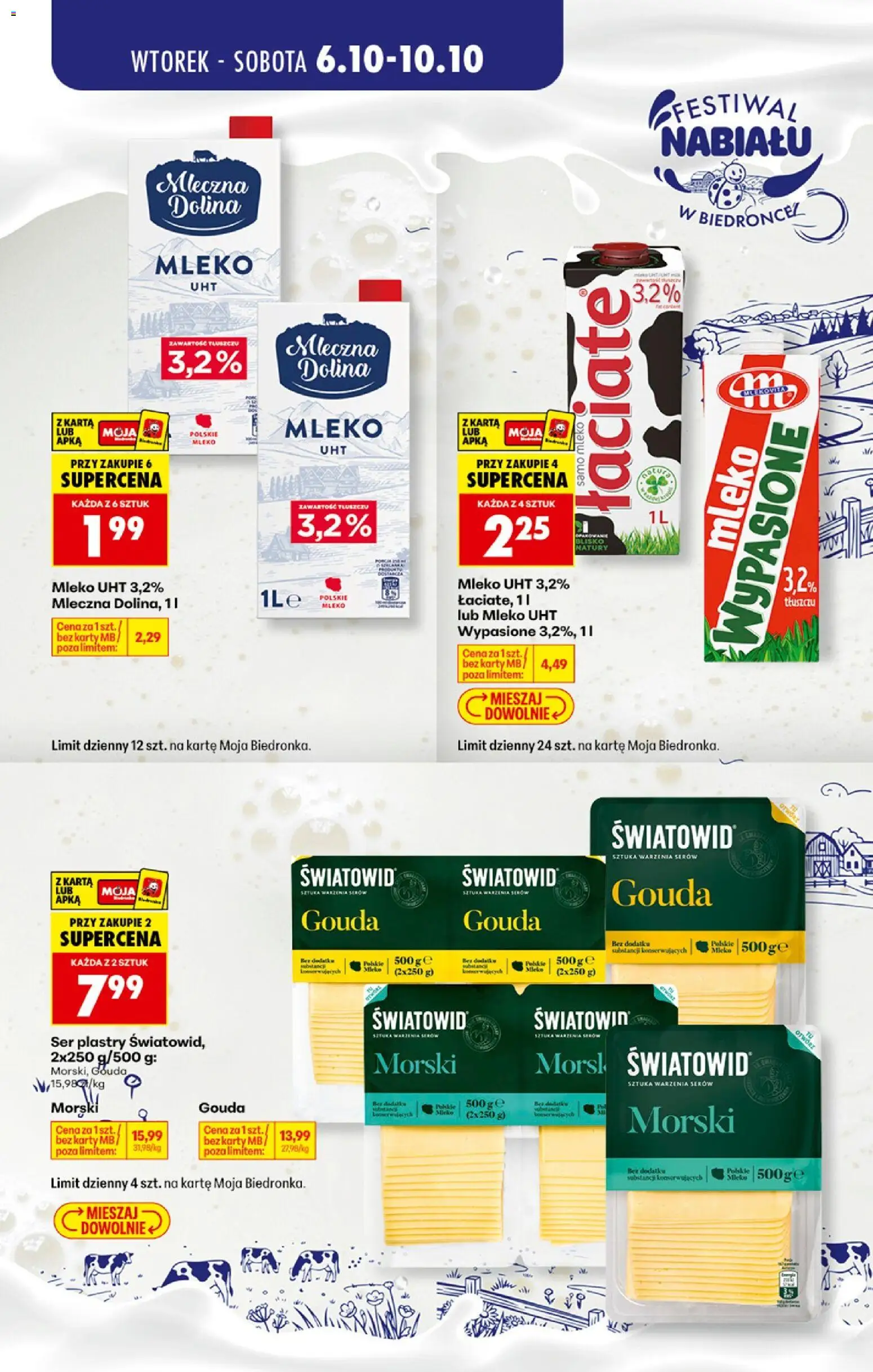 Biedronka gazetka - Festiwal nabiału od 06.10.2026 | Strona: 3 | Produkty: Karta, Mleko, Ser, Mleko UHT