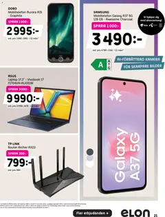 Elon erbjudanden - Förhandsvisning av reklamblad från butik Elon aktuell från 21/09/2026 | Sida: 21 | Produkter: Mobiltelefon, Kamera, Router
