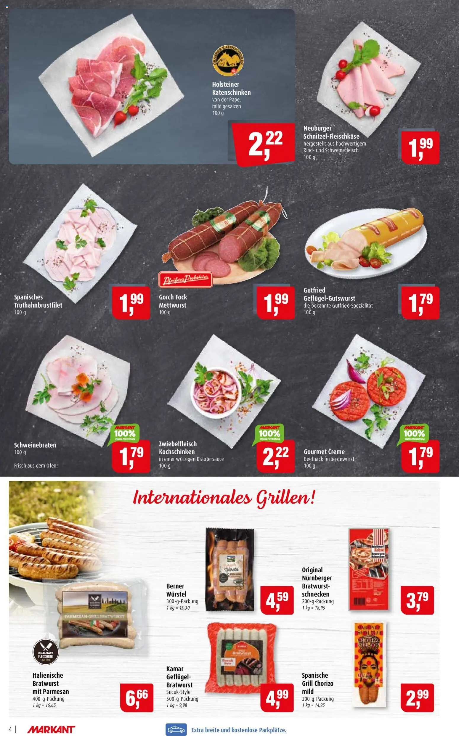 Markant Prospekt – gültig ab 20.07.2026 | Seite: 4 | Produkte: Grill, Bratwurst, Creme, Schweinefleisch