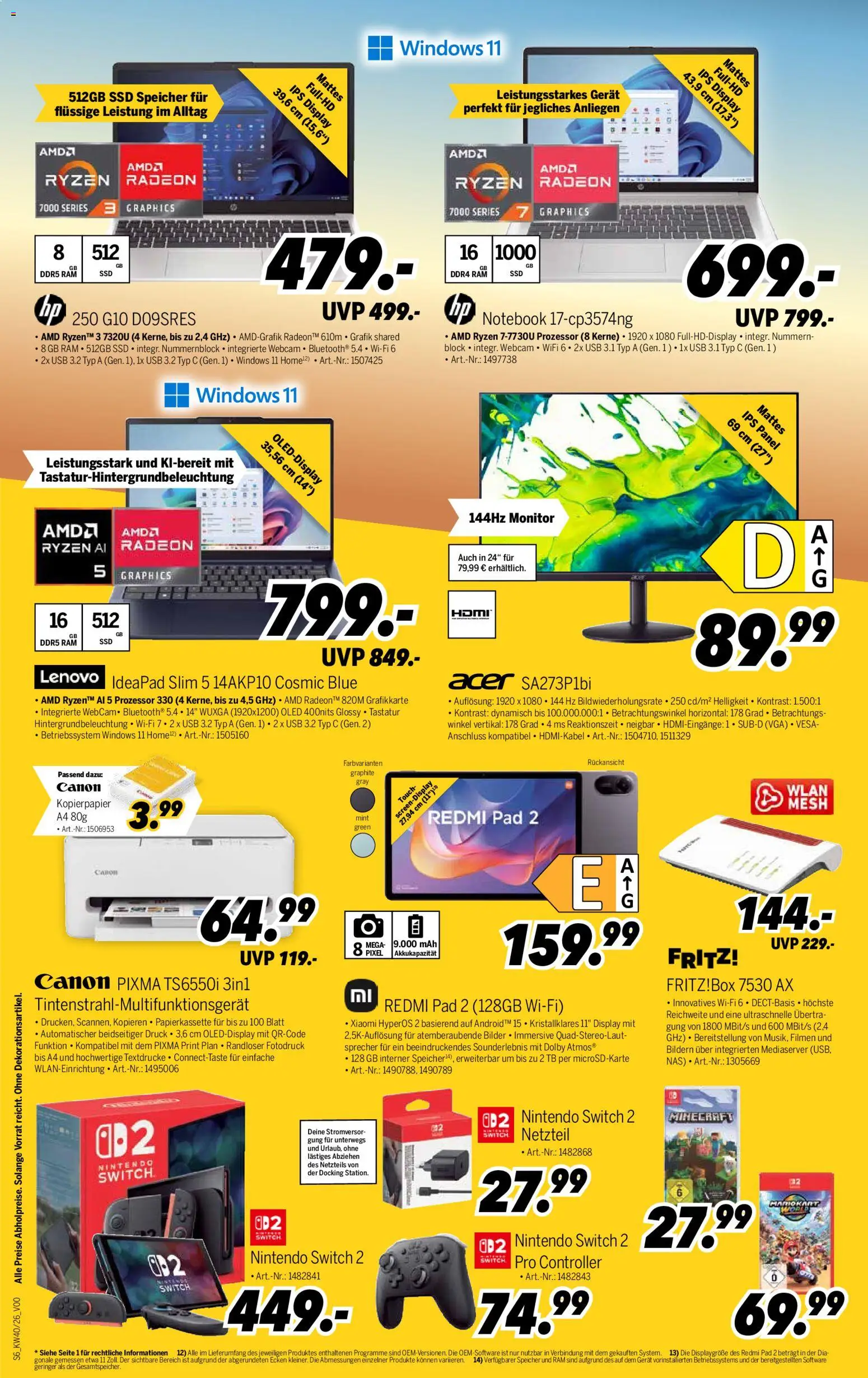 Medimax Prospekt – gültig ab 26.09.2026 | Seite: 6 | Produkte: Lenovo, Bilder, Netzteil, Monitor