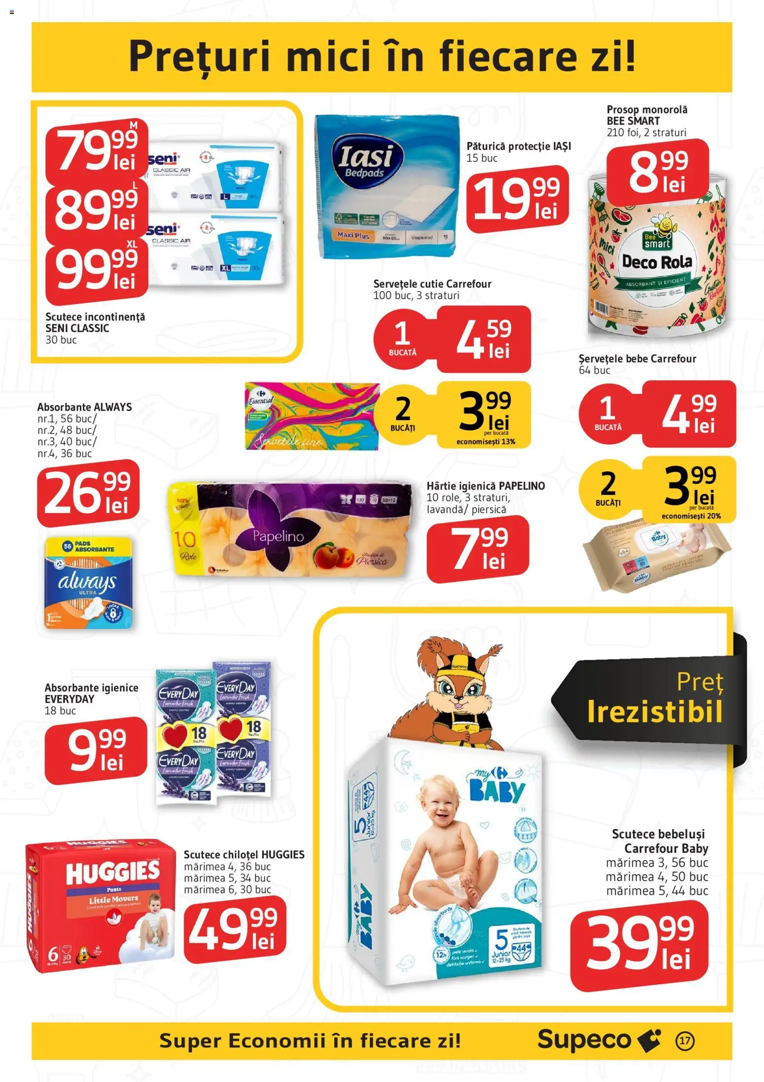 Noul catalog Supeco – valabil de la 23.07.2026 | Pagină: 17 | Produse: Baby, Role, Absorbante, Scutece