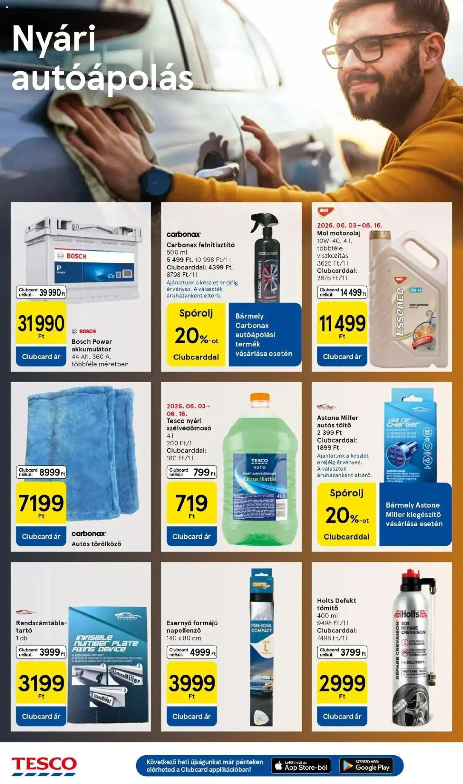 Tesco akciós ujság - amely érvényes a következő dátumtól: 10.06.2026 | Oldal: 34 | Termékek: Esernyő, USB, Akkumulátor, Motorolaj
