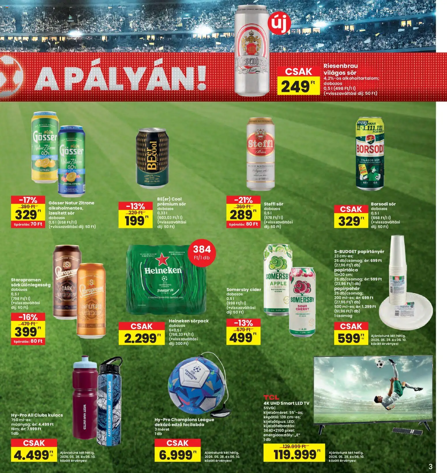Interspar akciós ujság - amely érvényes a következő dátumtól: 28.05.2026 | Oldal: 3 | Termékek: Steffl sör, TV, Gösser, Sör